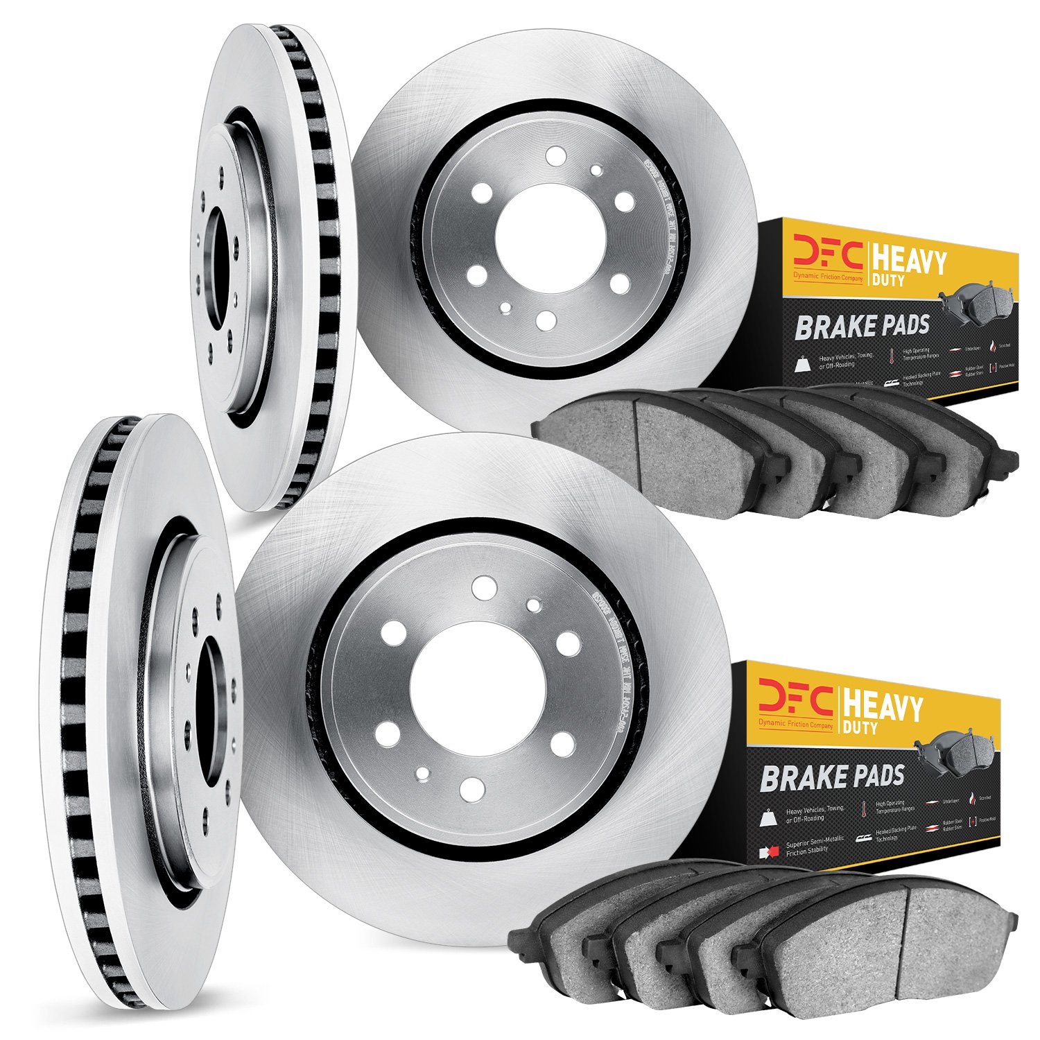 6204-40655 Brake Rotors w/Heavy-Duty Brake Pads Kit, Fits Select Multiple Makes/Models, Position: Front and Rear