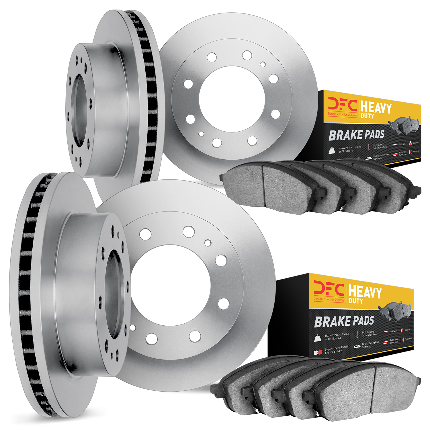 6204-46038 Brake Rotors w/Heavy-Duty Brake Pads Kit, 2006-2011 GM, Position: Front and Rear