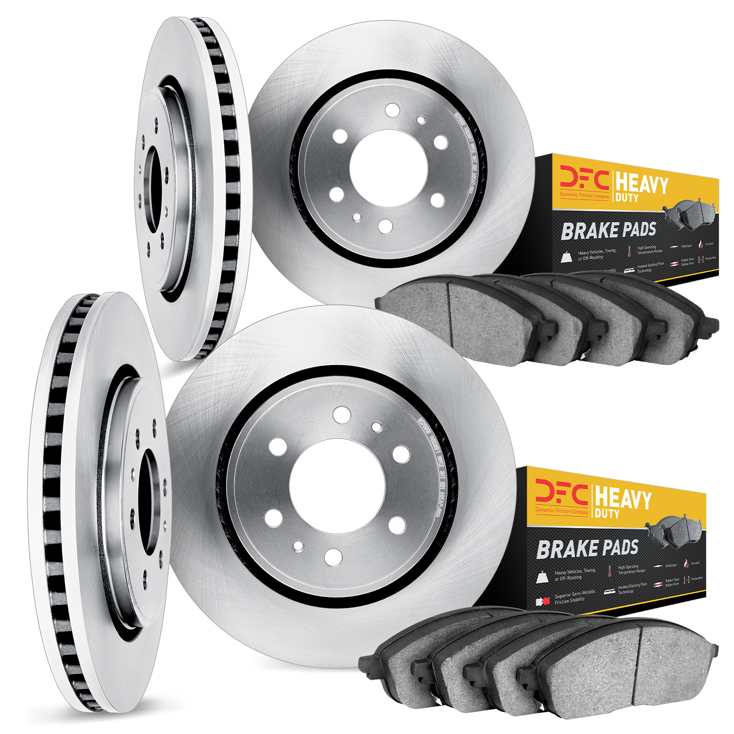6204-46092 Brake Rotors w/Heavy-Duty Brake Pads Kit, 2013-2019 GM, Position: Front and Rear