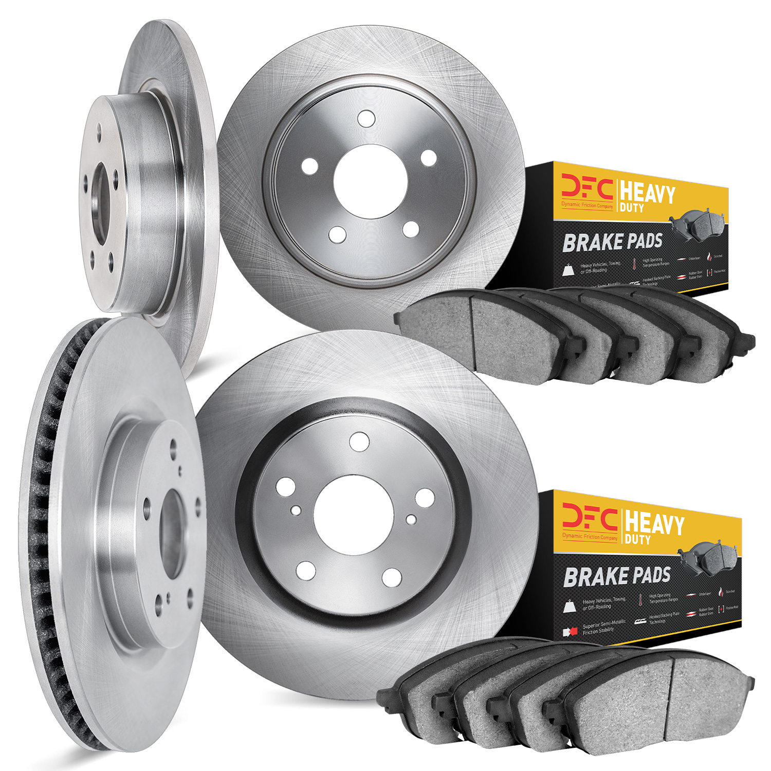 6204-56077 Brake Rotors w/Heavy-Duty Brake Pads Kit, 1991-1994 Ford/Lincoln/Mercury/Mazda, Position: Front and Rear
