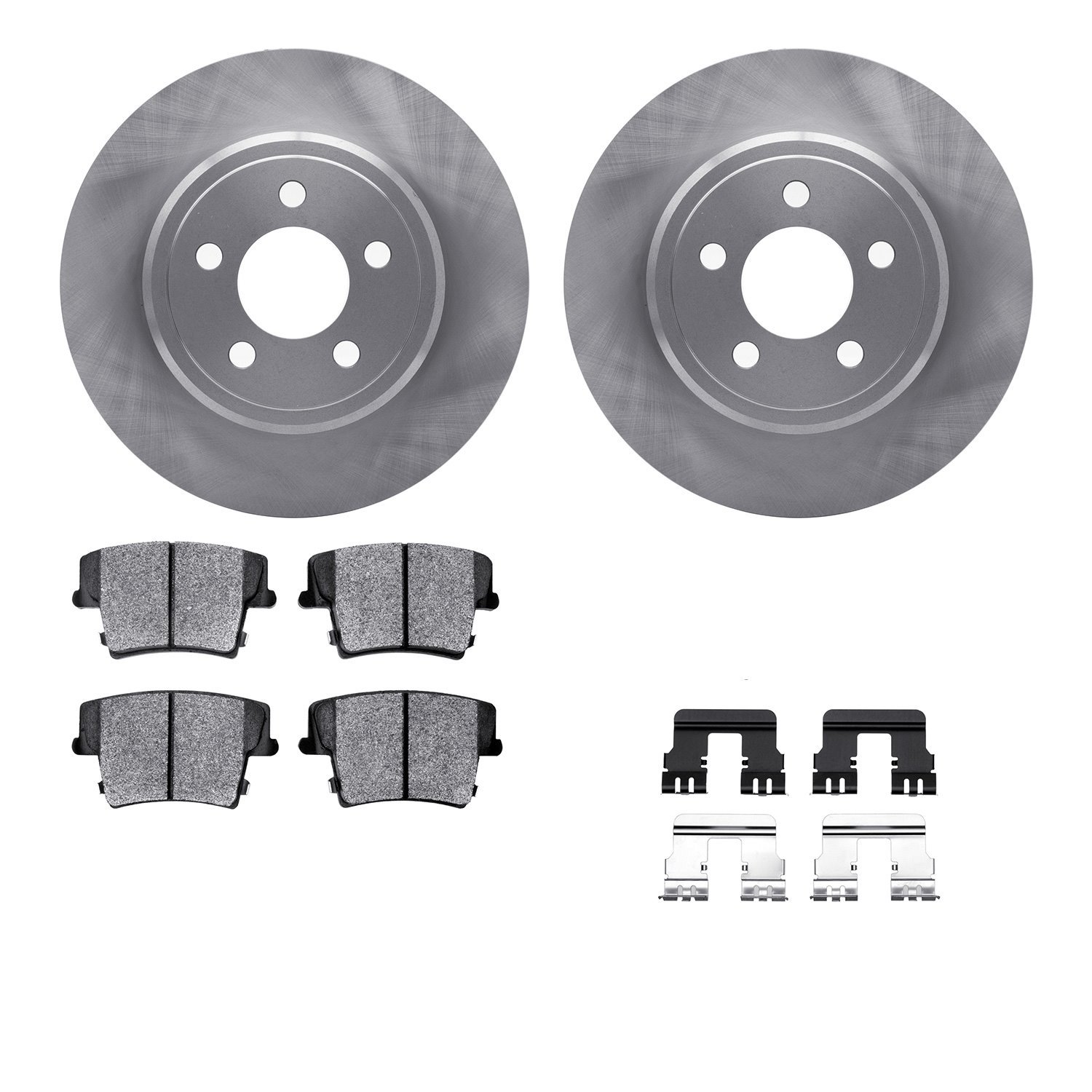 6212-39101 Brake Rotors w/Heavy-Duty Brake Pads Kit & Hardware, Fits Select Mopar, Position: Rear