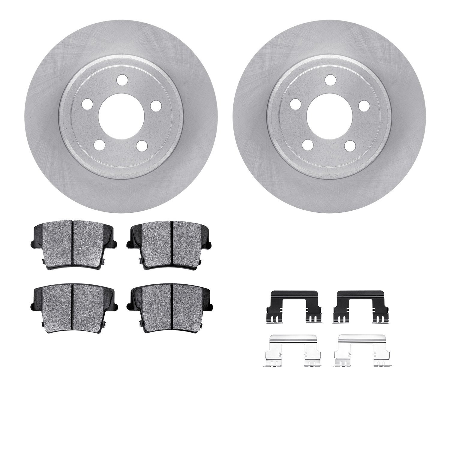 6212-39115 Brake Rotors w/Heavy-Duty Brake Pads Kit & Hardware, Fits Select Mopar, Position: Rear