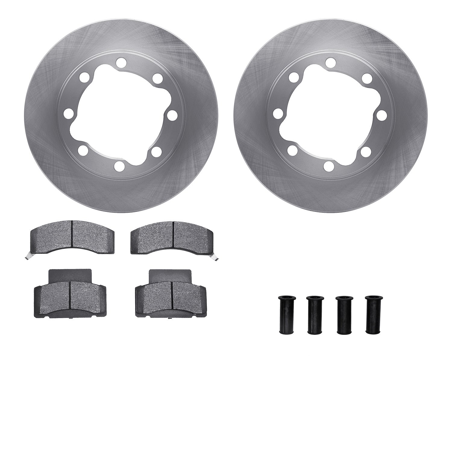 6212-40306 Brake Rotors w/Heavy-Duty Brake Pads Kit & Hardware, 1992-2000 Multiple Makes/Models, Position: Front