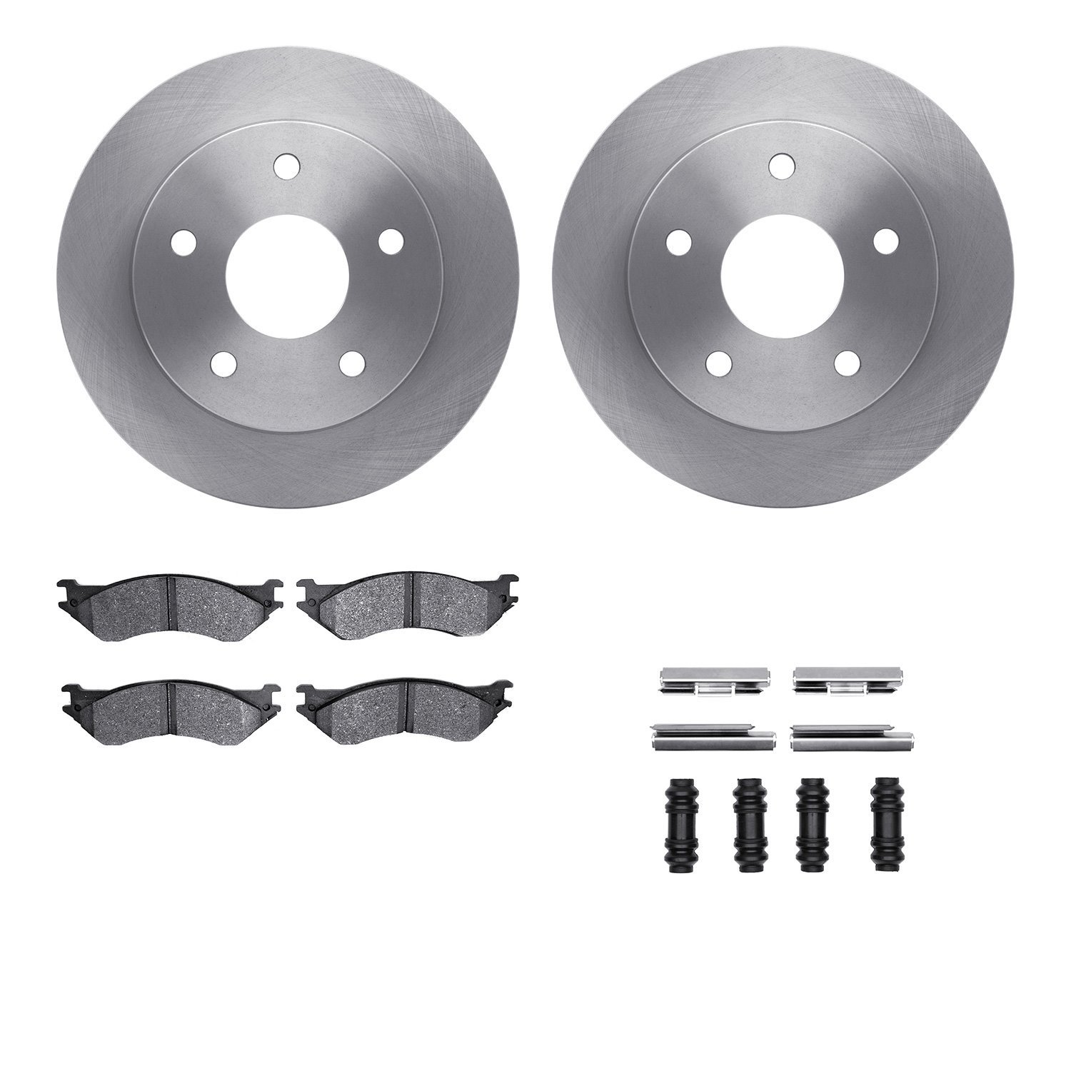 6212-40417 Brake Rotors w/Heavy-Duty Brake Pads Kit & Hardware, 2000-2001 Mopar, Position: Front