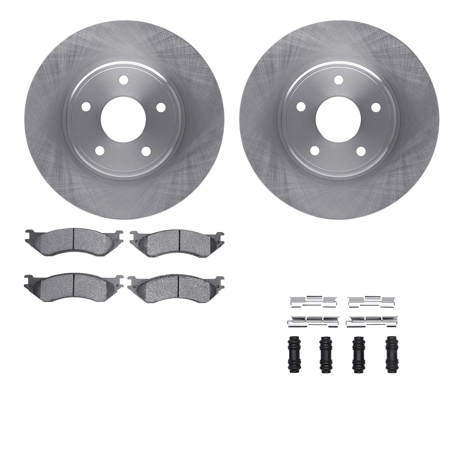 6212-40453 Brake Rotors w/Heavy-Duty Brake Pads Kit & Hardware, 2003-2008 Mopar, Position: Rear