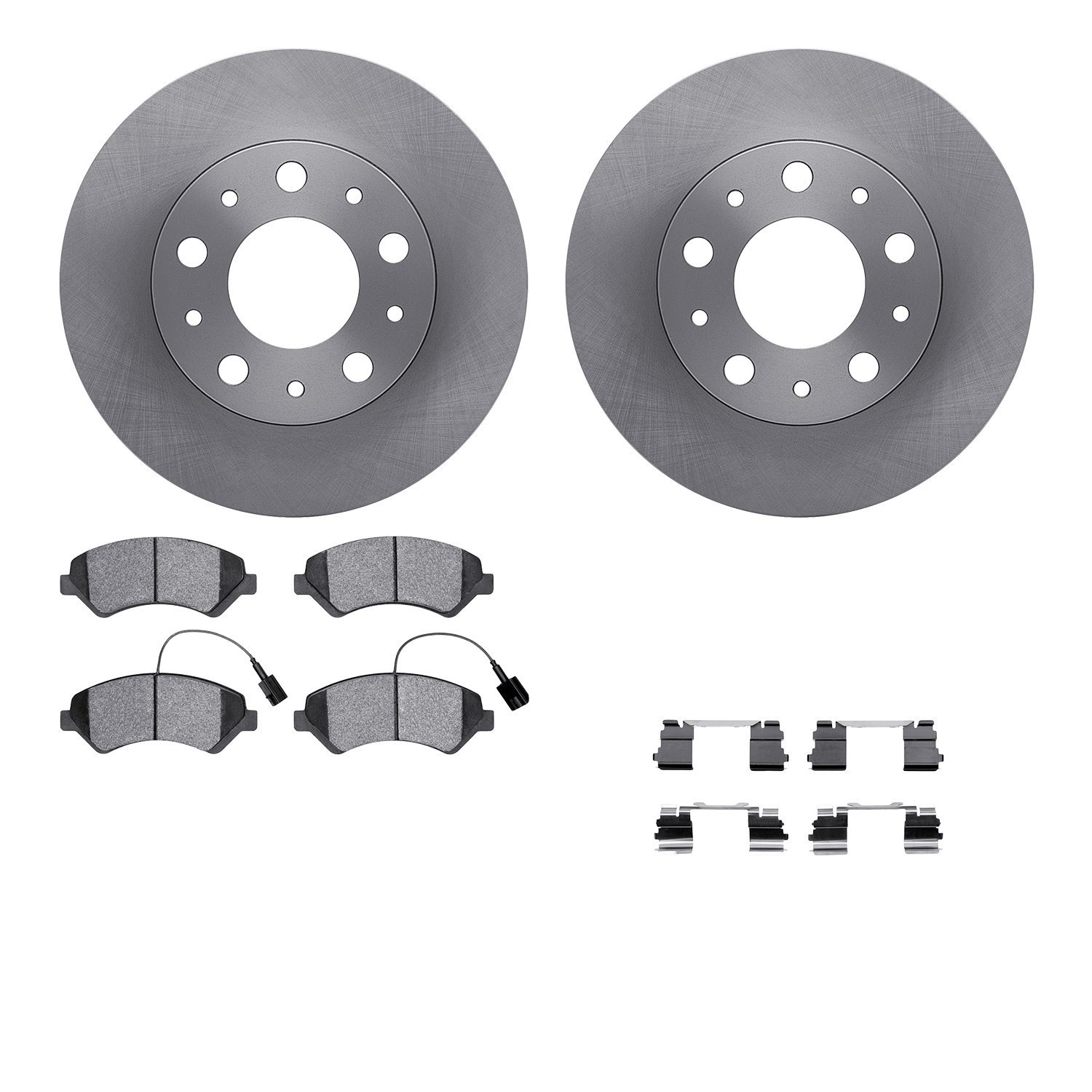 6212-40499 Brake Rotors w/Heavy-Duty Brake Pads Kit & Hardware, 2014-2021 Mopar, Position: Front