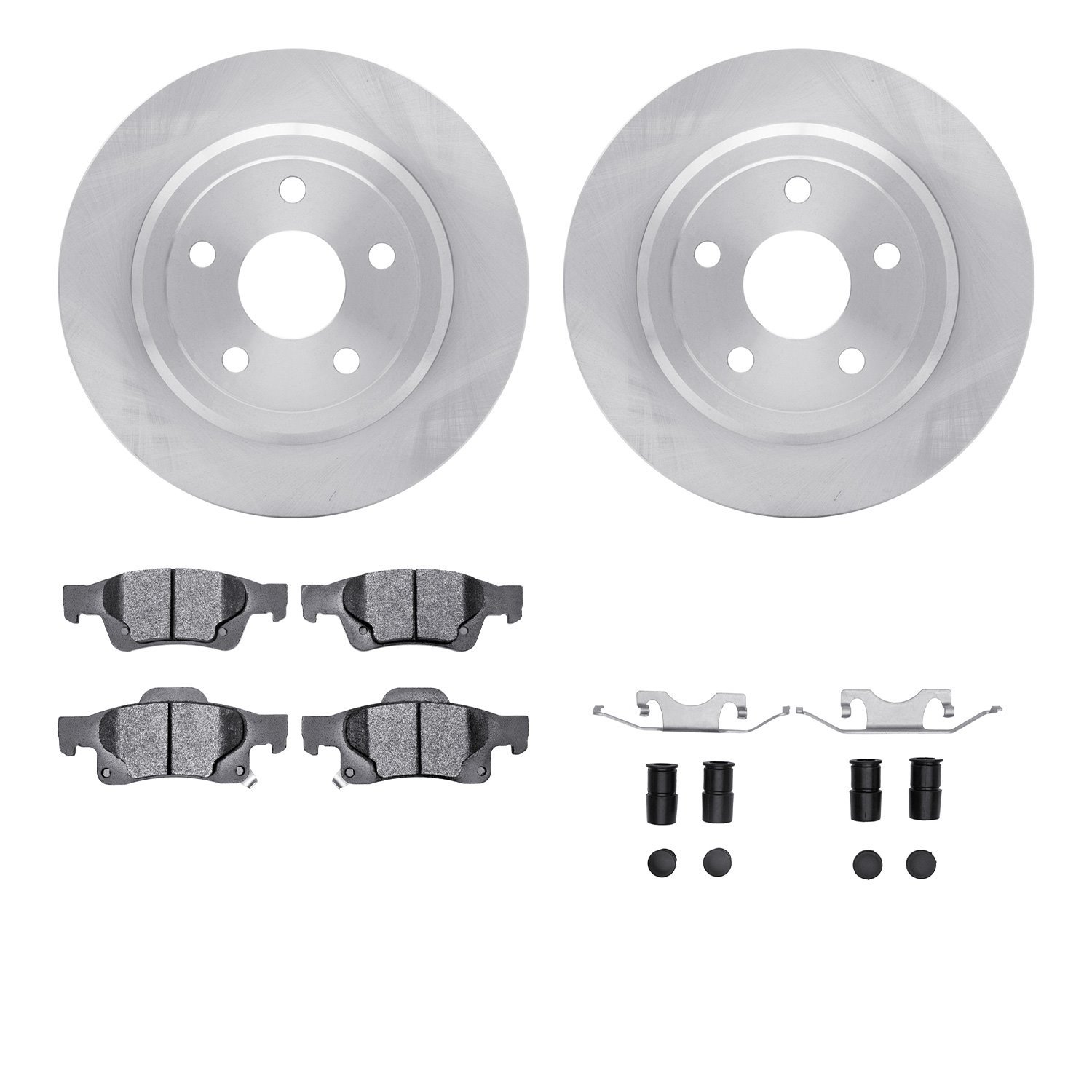 6212-42001 Brake Rotors w/Heavy-Duty Brake Pads Kit & Hardware, Fits Select Mopar, Position: Rear