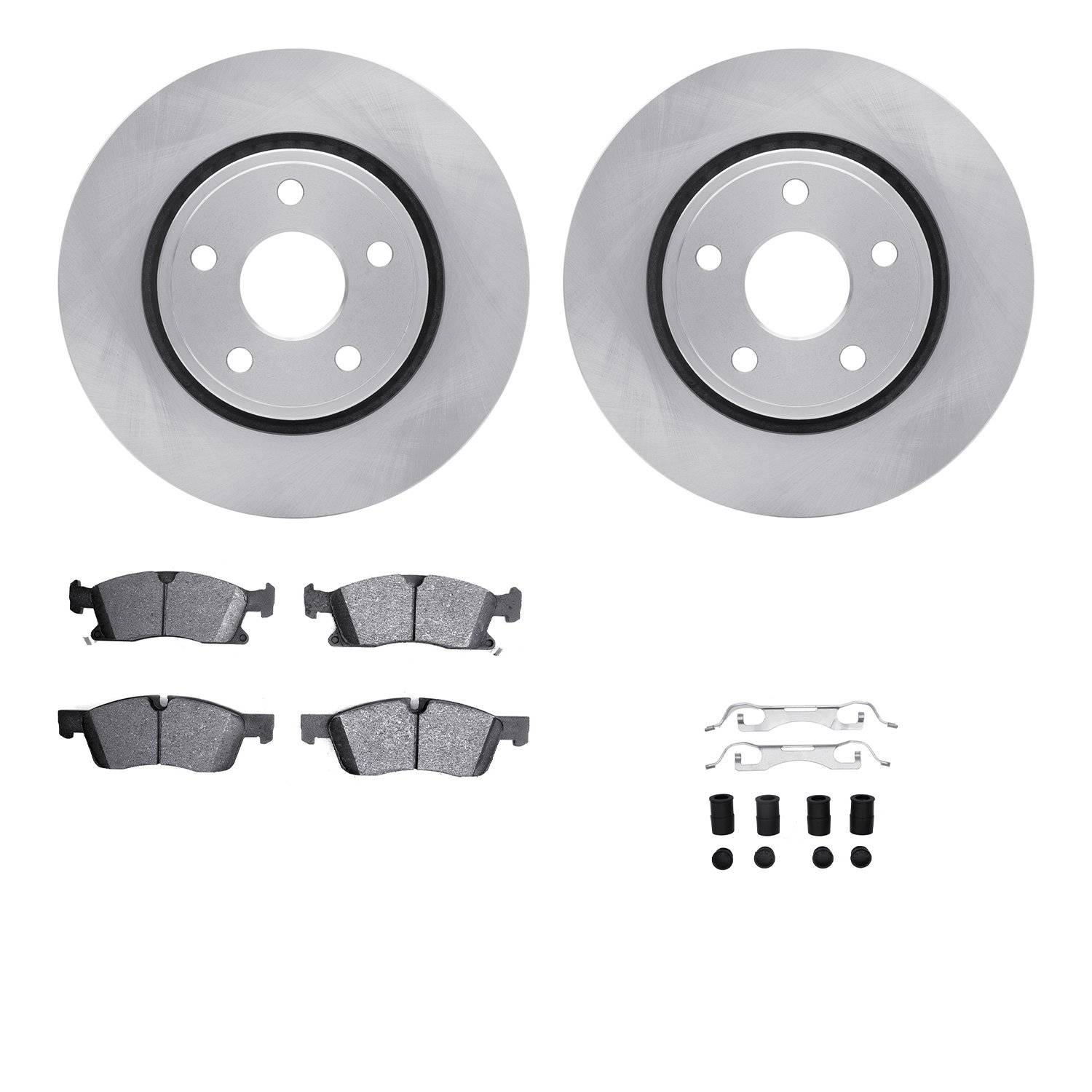 6212-42004 Brake Rotors w/Heavy-Duty Brake Pads Kit & Hardware, Fits Select Mopar, Position: Front