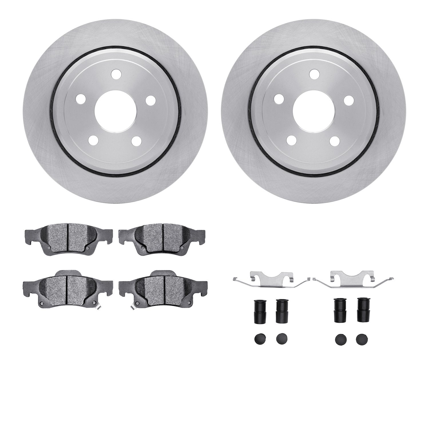 6212-42007 Brake Rotors w/Heavy-Duty Brake Pads Kit & Hardware, Fits Select Mopar, Position: Rear