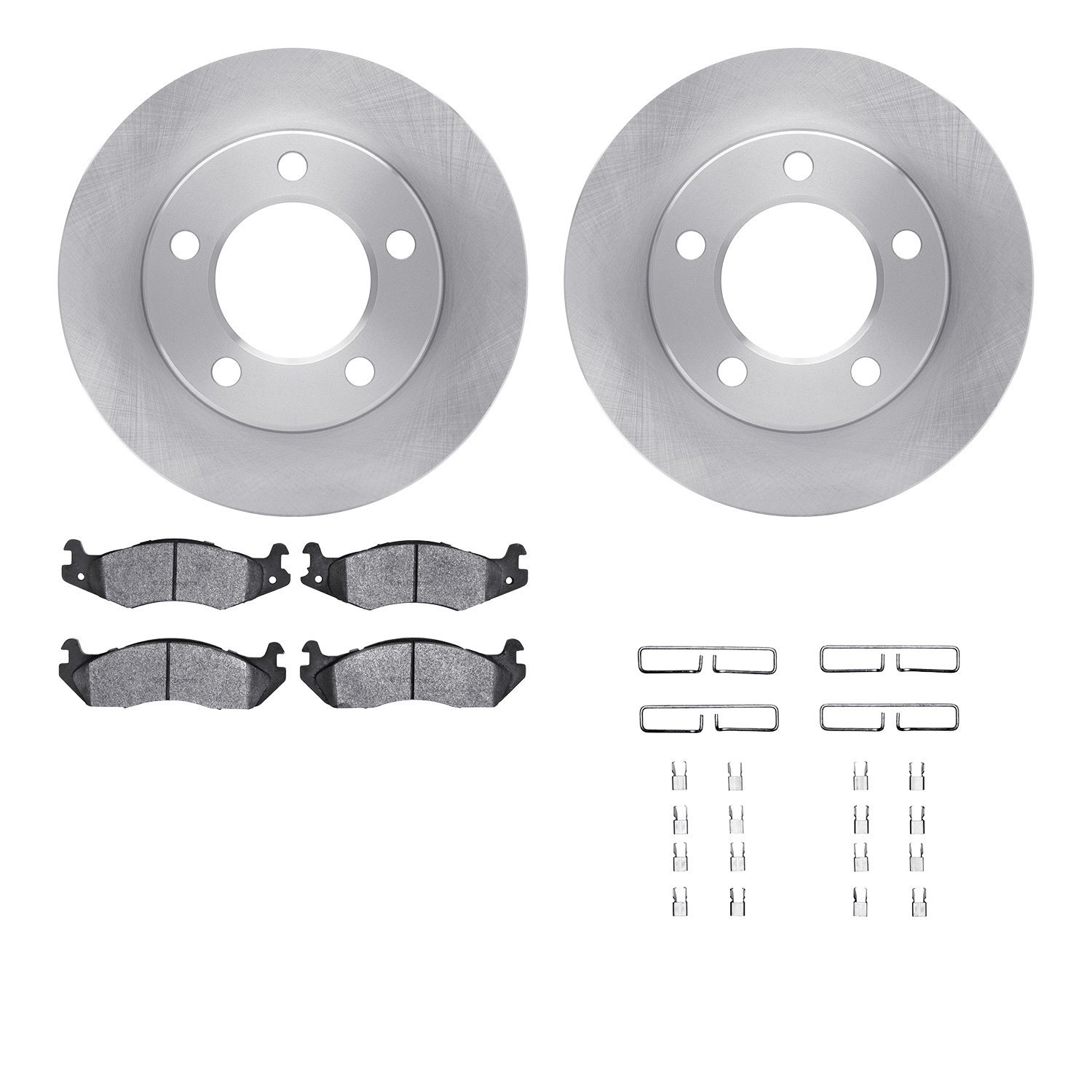 6212-42139 Brake Rotors w/Heavy-Duty Brake Pads Kit & Hardware, 1982-1986 Mopar, Position: Front