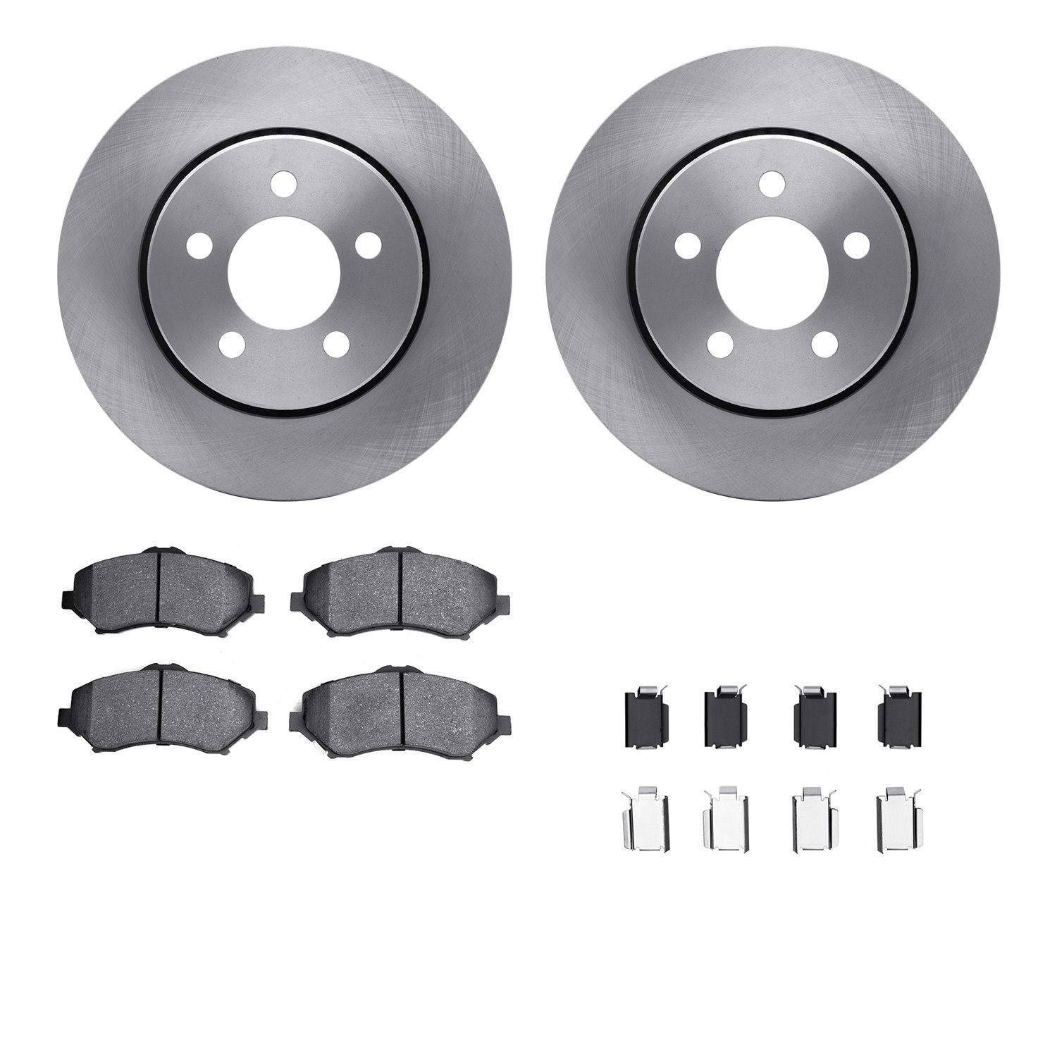 6212-42150 Brake Rotors w/Heavy-Duty Brake Pads Kit & Hardware, 2007-2012 Mopar, Position: Front