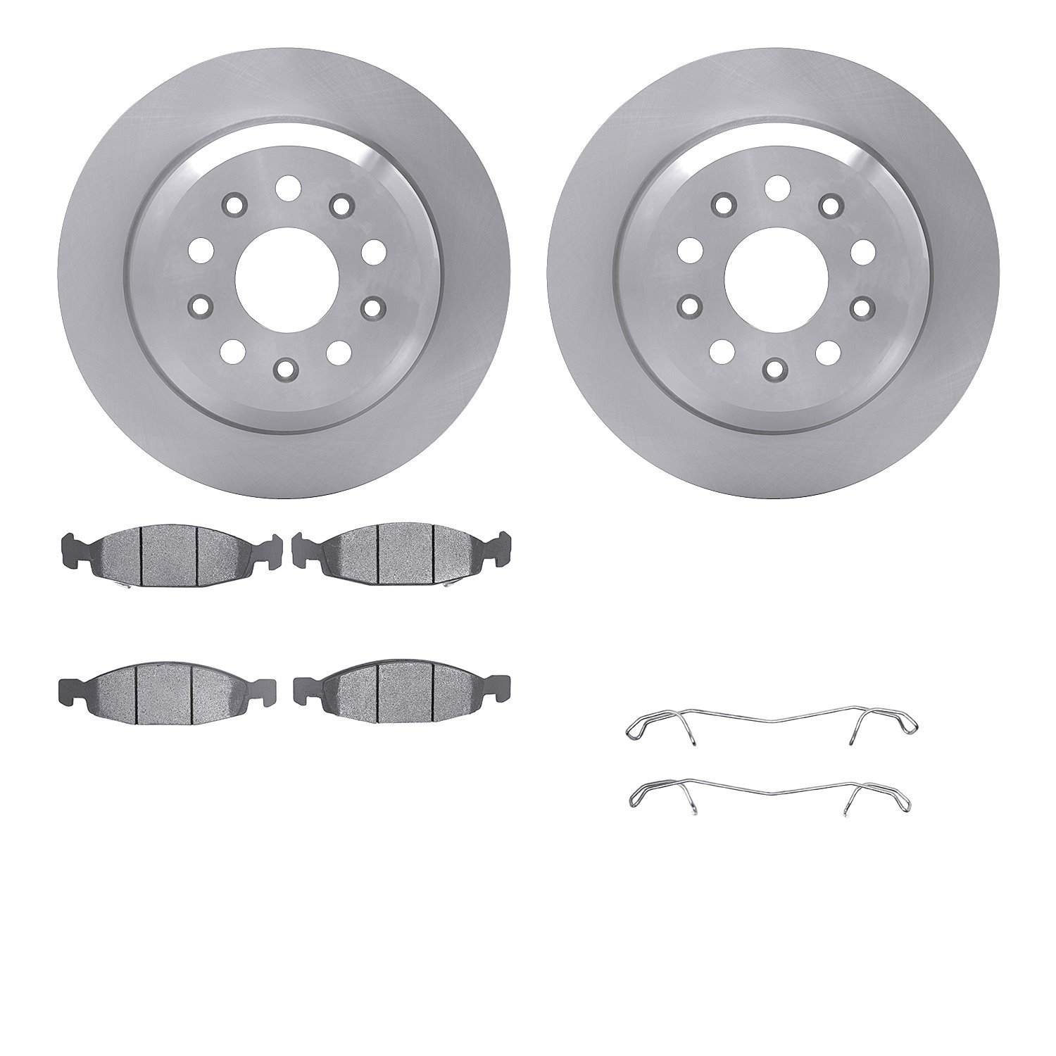 6212-42177 Brake Rotors w/Heavy-Duty Brake Pads Kit & Hardware, 1999-2002 Mopar, Position: Front