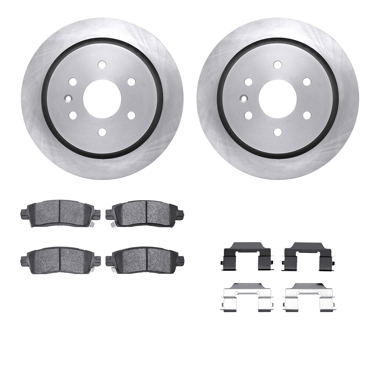 6212-46234 Brake Rotors w/Heavy-Duty Brake Pads Kit & Hardware, 2013-2019 GM, Position: Rear