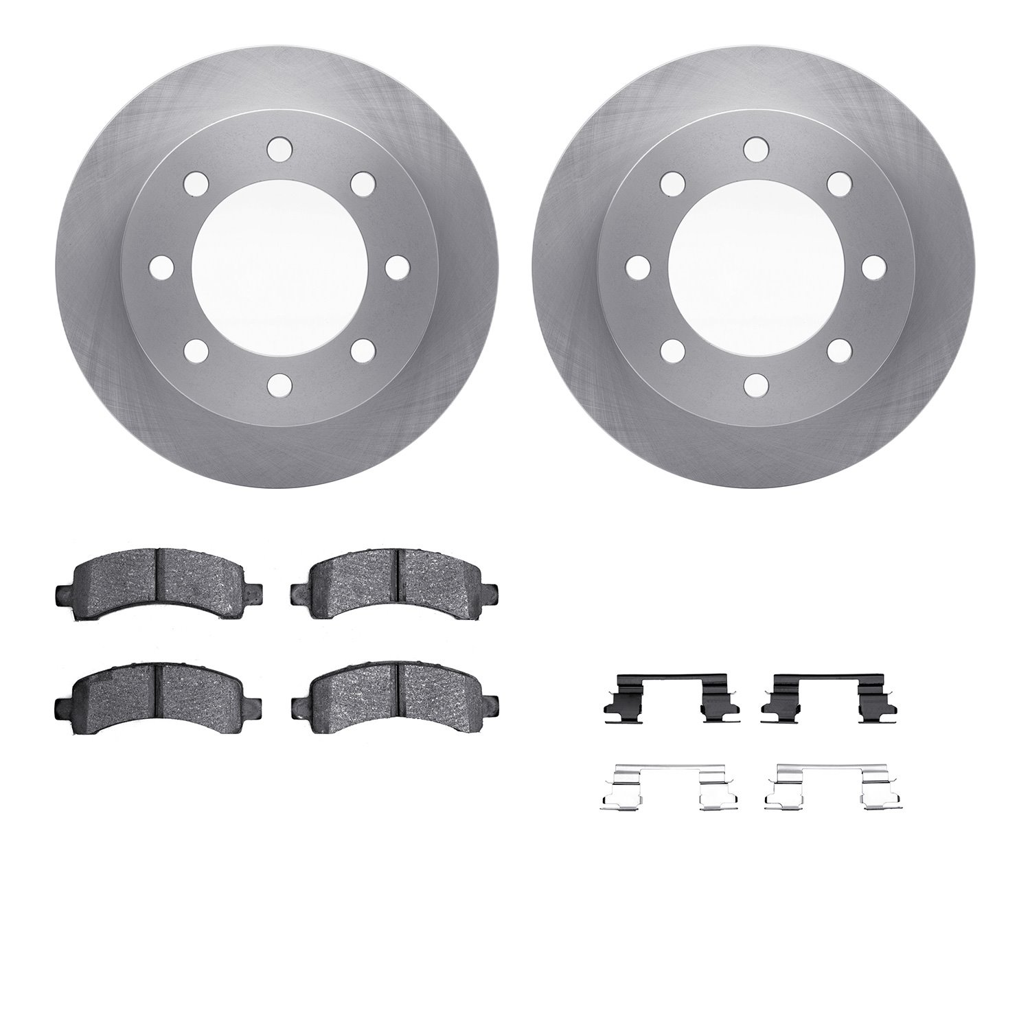 6212-48026 Brake Rotors w/Heavy-Duty Brake Pads Kit & Hardware, 2003-2020 GM, Position: Rear