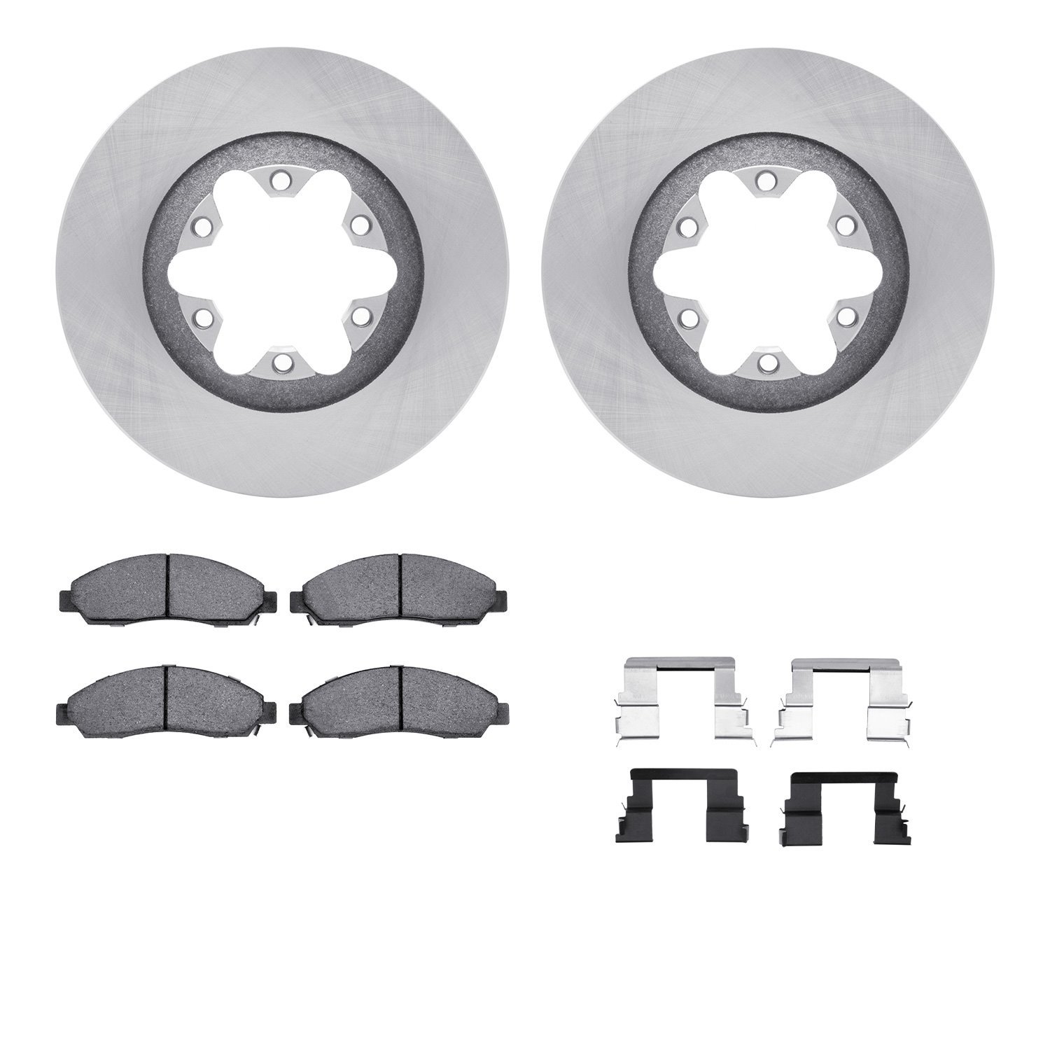 6212-48058 Brake Rotors w/Heavy-Duty Brake Pads Kit & Hardware, 2004-2008 GM, Position: Front