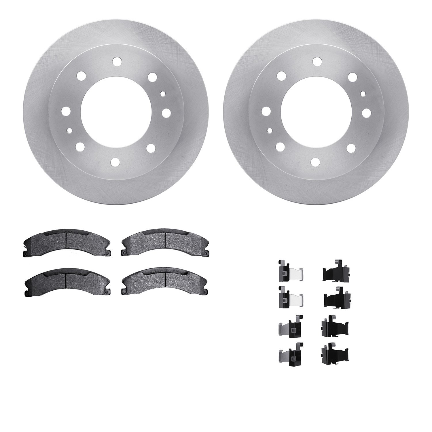 6212-48076 Brake Rotors w/Heavy-Duty Brake Pads Kit & Hardware, 2011-2019 GM, Position: Rear