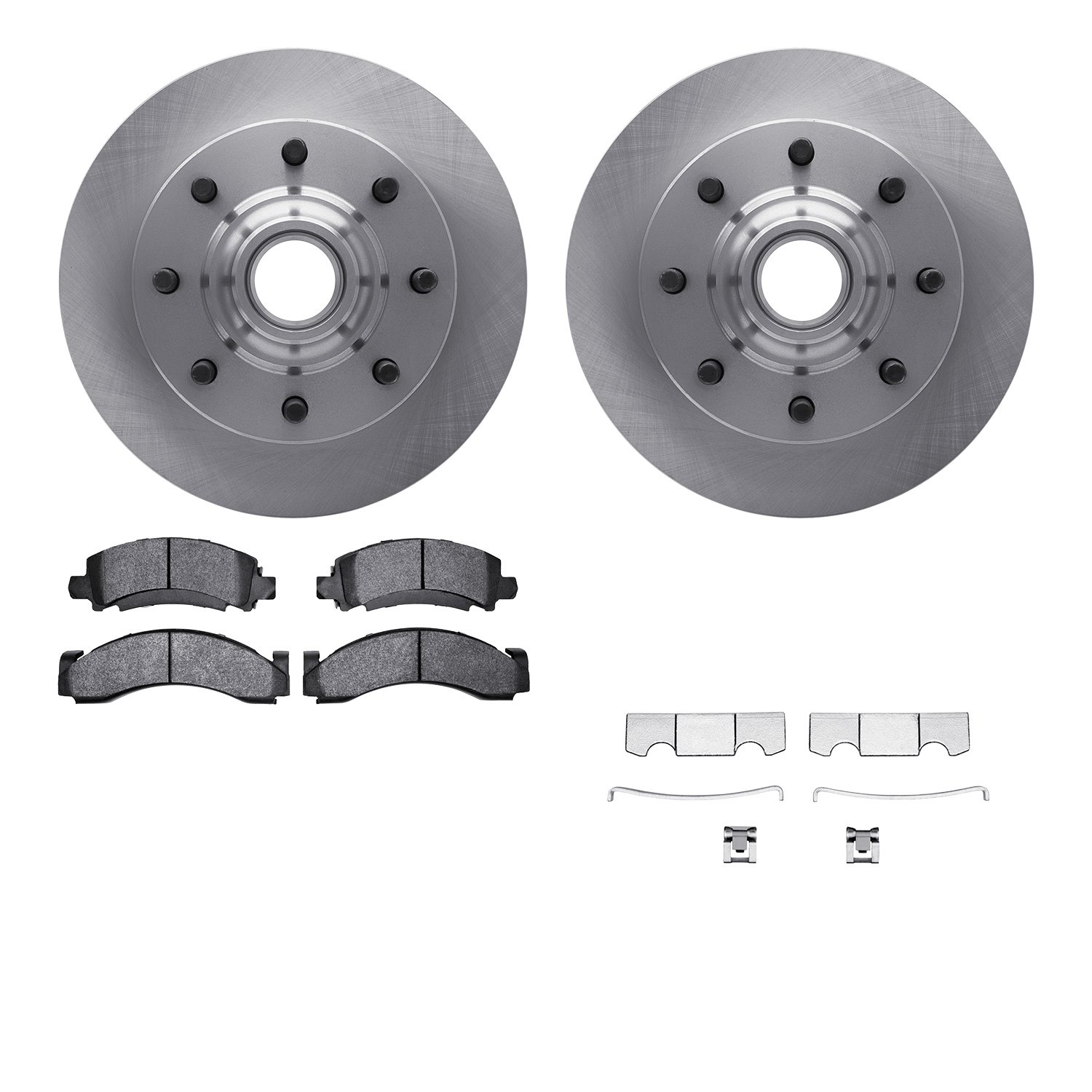 6212-48095 Brake Rotors w/Heavy-Duty Brake Pads Kit & Hardware, 1994-1995 GM, Position: Front