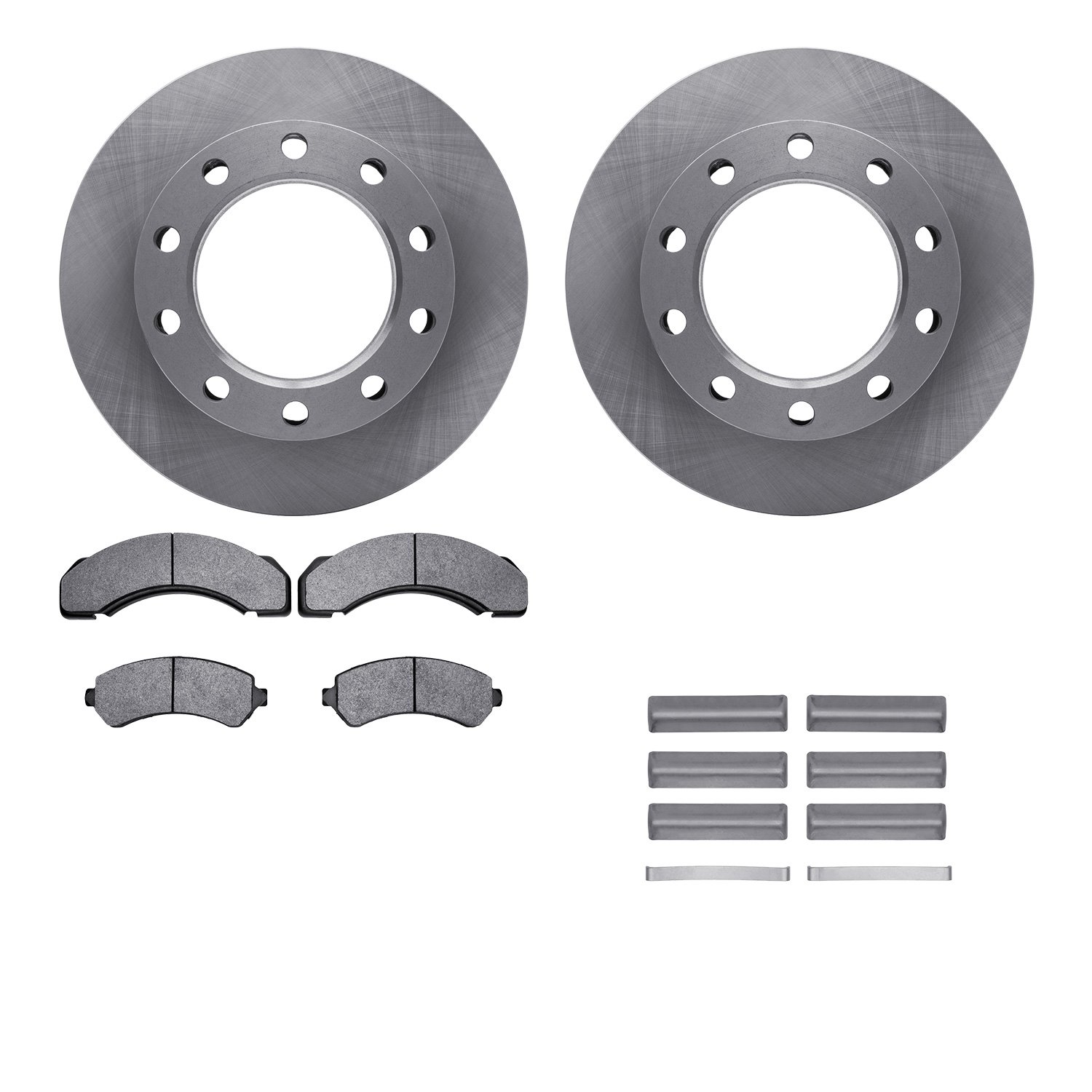 6212-48208 Brake Rotors w/Heavy-Duty Brake Pads Kit & Hardware, 1994-2000 GM, Position: Rear