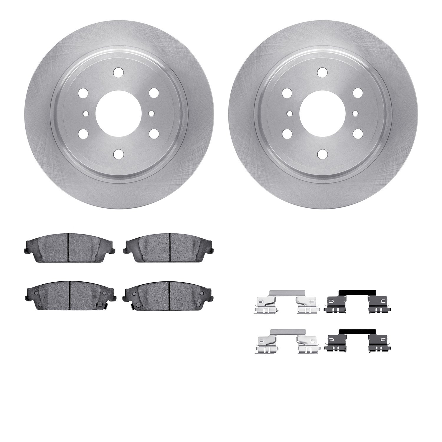 6212-48331 Brake Rotors w/Heavy-Duty Brake Pads Kit & Hardware, 2014-2020 GM, Position: Rear