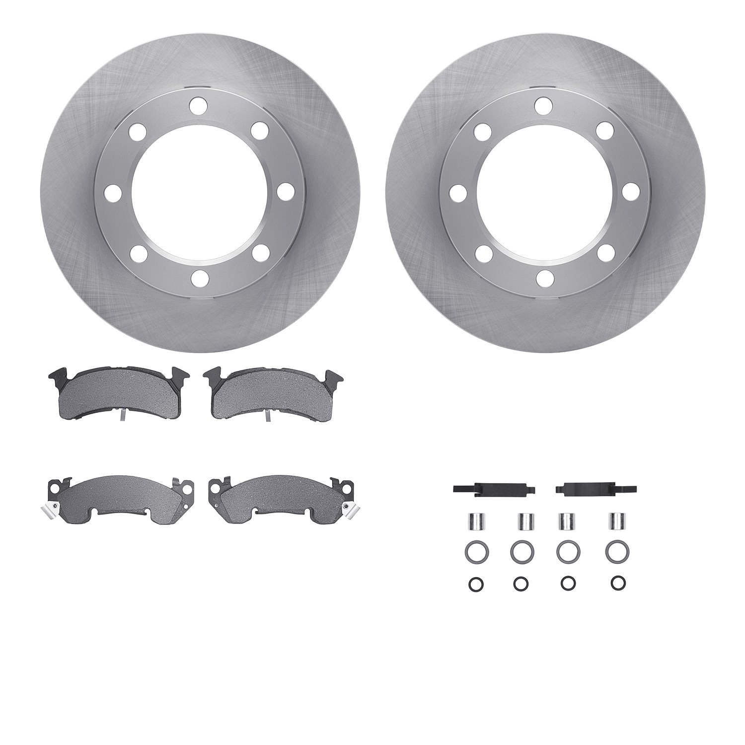 6212-48374 Brake Rotors w/Heavy-Duty Brake Pads Kit & Hardware, 1979-1991 GM, Position: Front