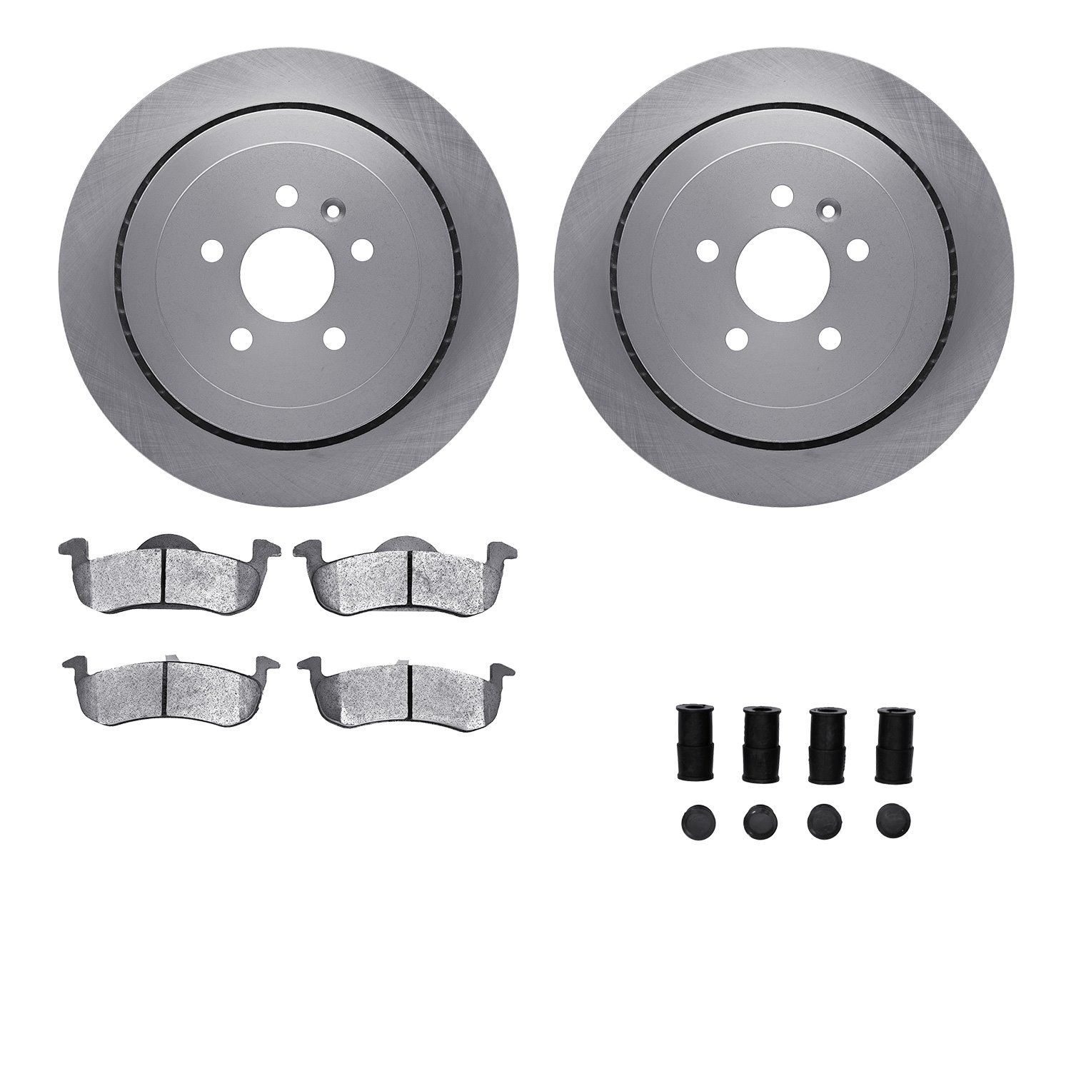 6212-55053 Brake Rotors w/Heavy-Duty Brake Pads Kit & Hardware, 2013-2016 Ford/Lincoln/Mercury/Mazda, Position: Rear