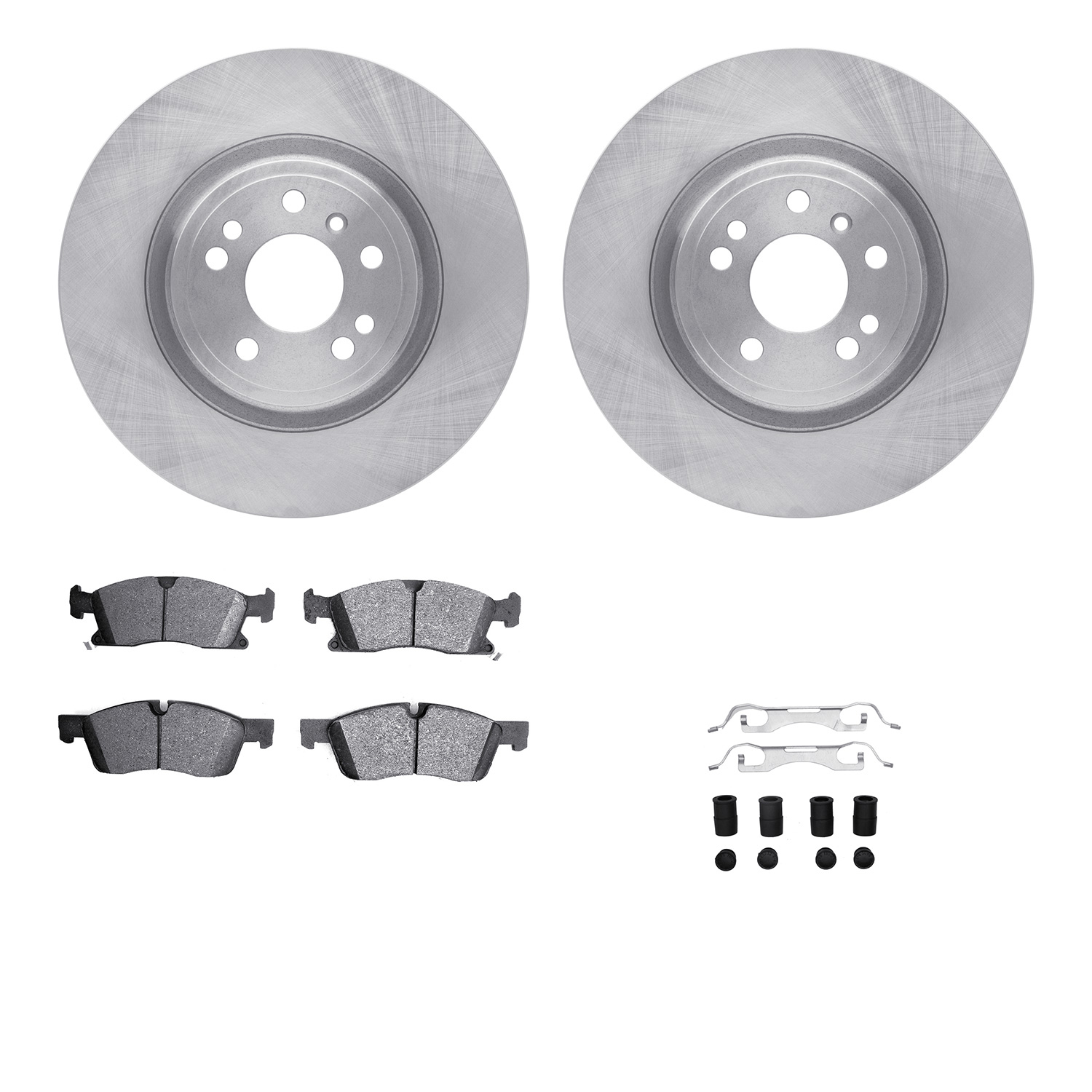 6212-63001 Brake Rotors w/Heavy-Duty Brake Pads Kit & Hardware, 2012-2018 Mercedes-Benz, Position: Front