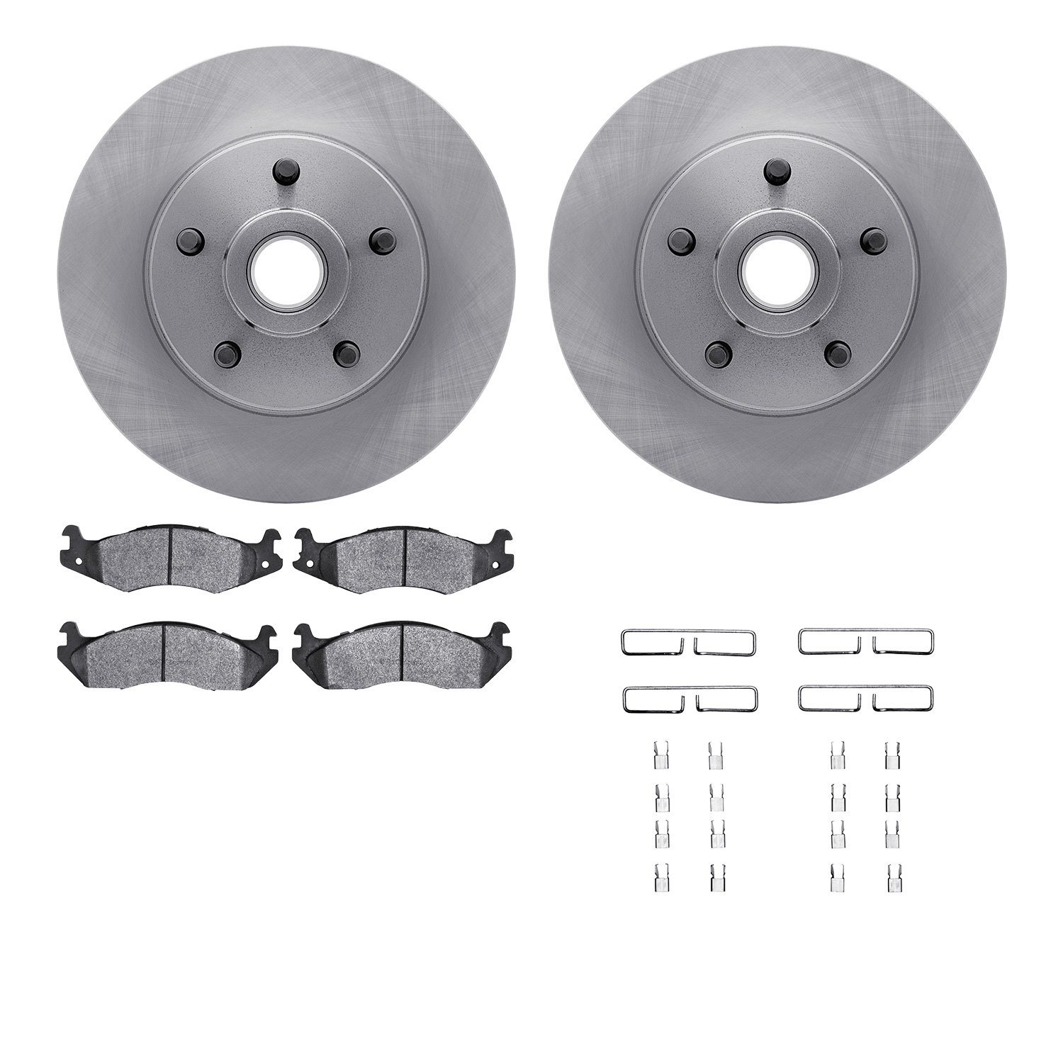 6212-66030 Brake Rotors w/Heavy-Duty Brake Pads Kit & Hardware, 1982-1983 GM, Position: Front