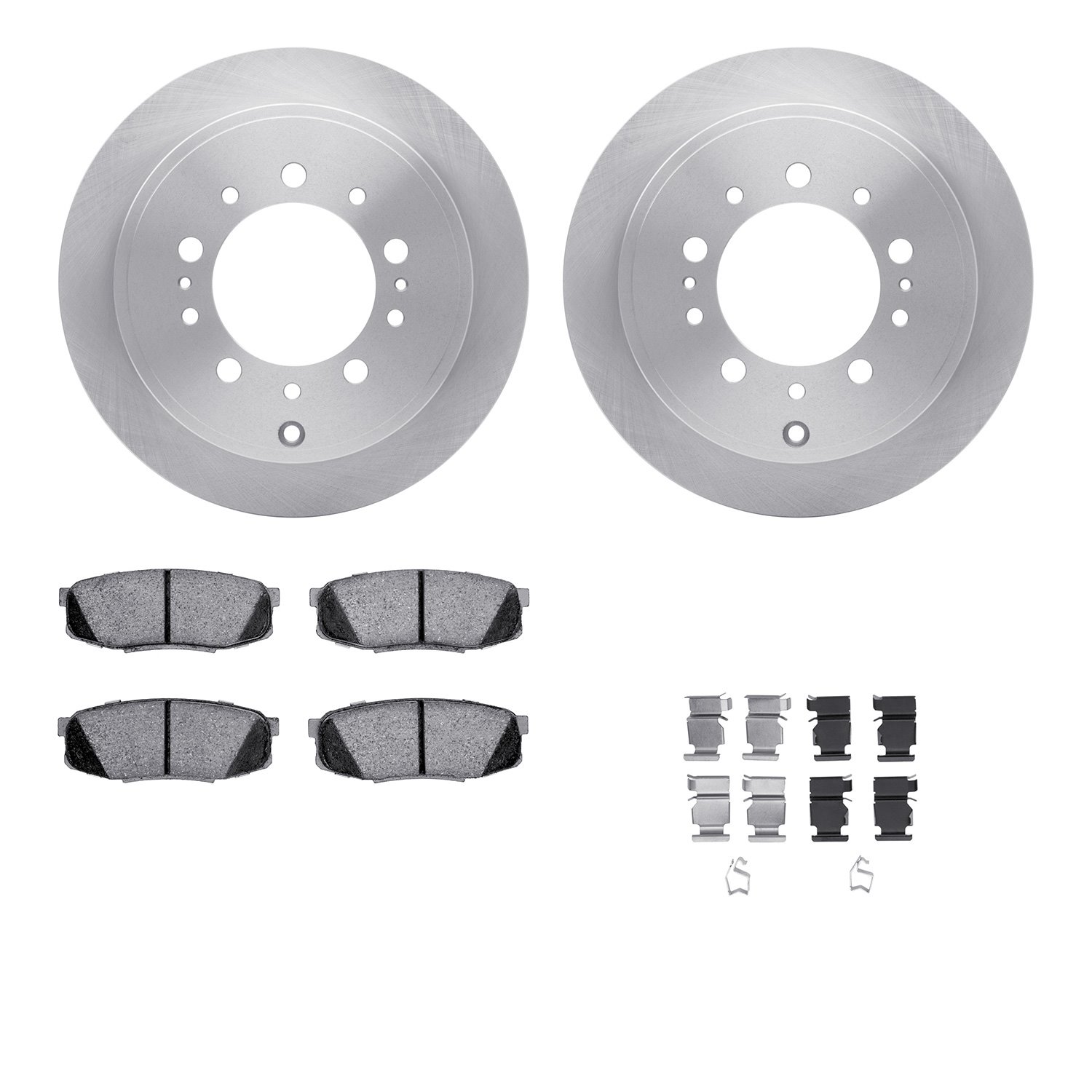 6212-76016 Brake Rotors w/Heavy-Duty Brake Pads Kit & Hardware, Fits Select Lexus/Toyota/Scion, Position: Rear