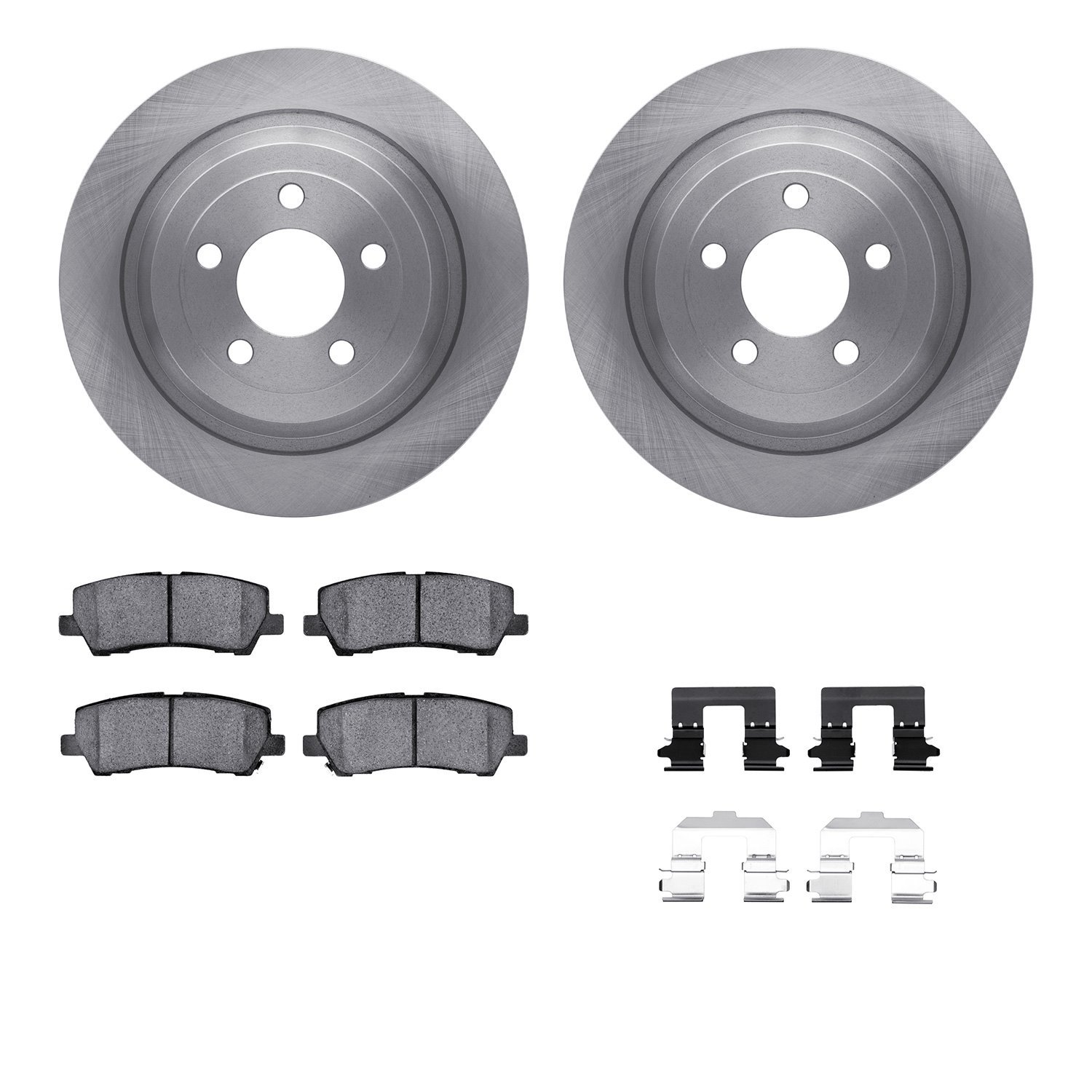 6212-99158 Brake Rotors w/Heavy-Duty Brake Pads Kit & Hardware, 2015-2021 Ford/Lincoln/Mercury/Mazda, Position: Rear
