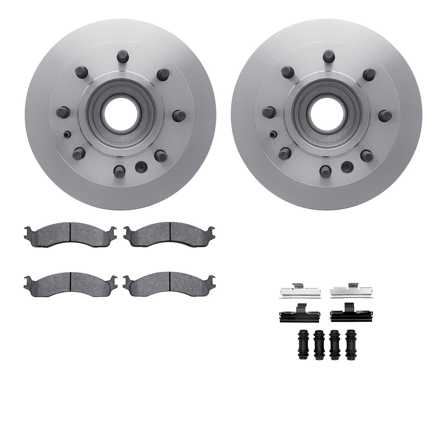 6212-99339 Brake Rotors w/Heavy-Duty Brake Pads Kit & Hardware, 1995-2000 Ford/Lincoln/Mercury/Mazda, Position: Front