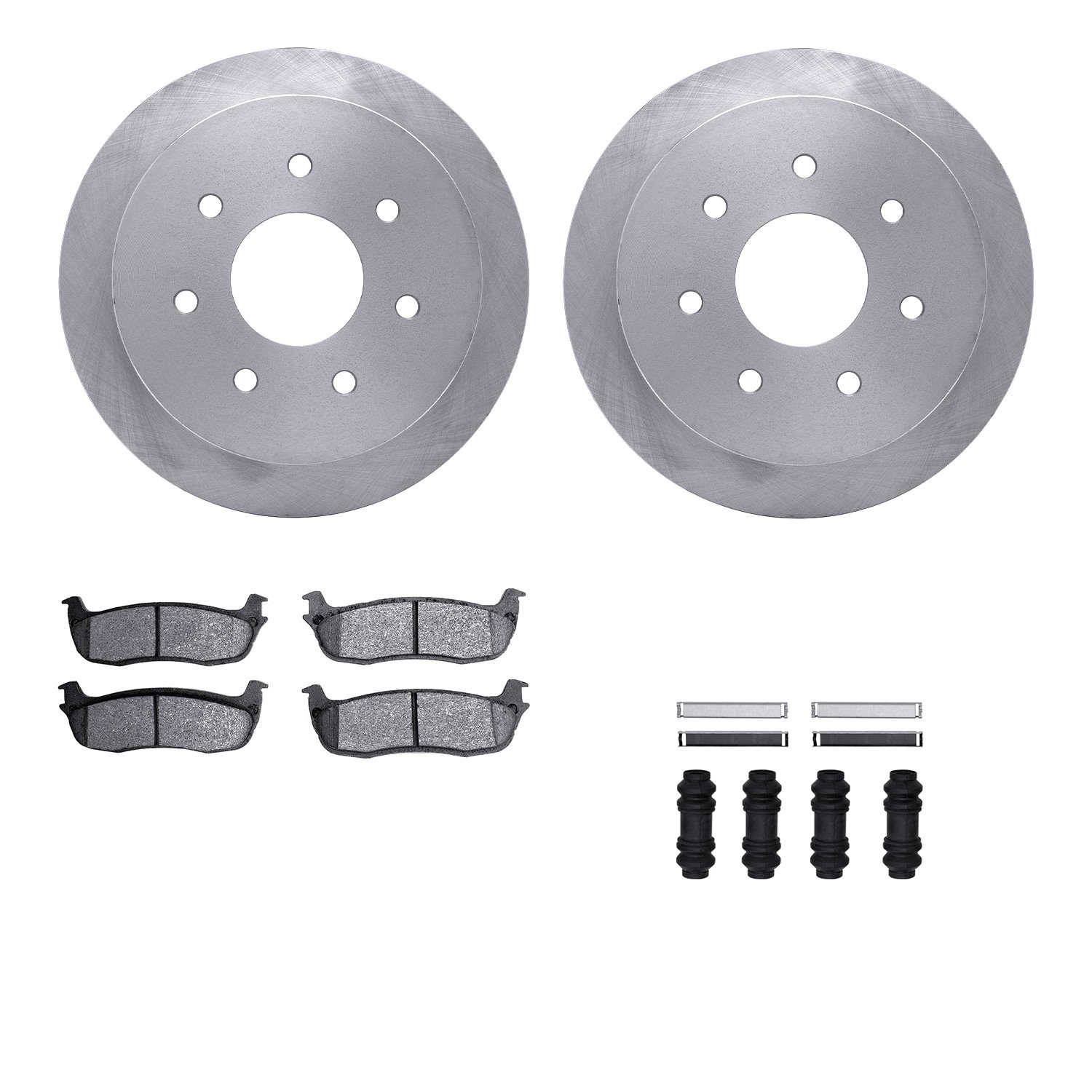 6212-99408 Brake Rotors w/Heavy-Duty Brake Pads Kit & Hardware, 1997-2004 Ford/Lincoln/Mercury/Mazda, Position: Rear