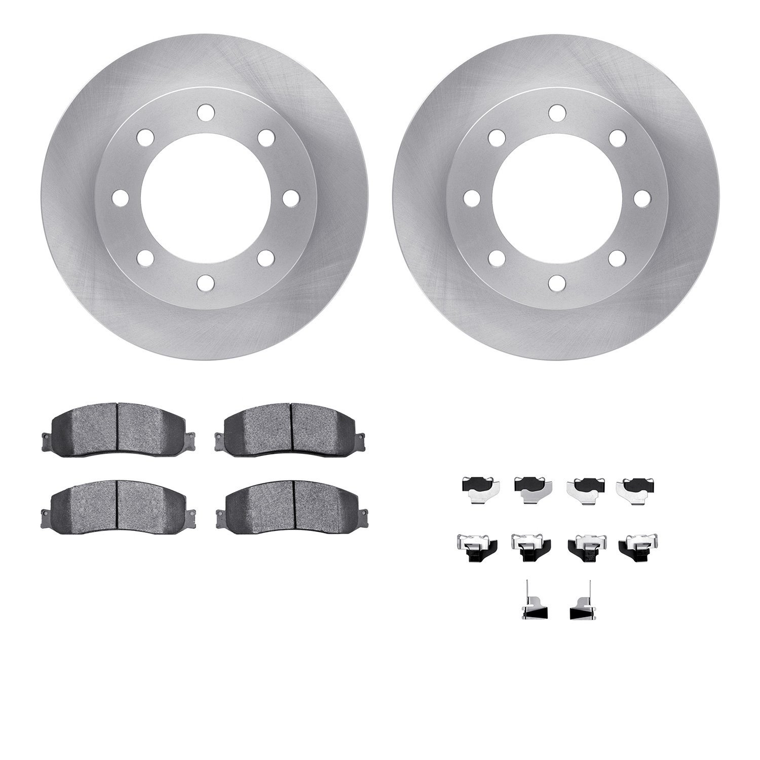 6212-99598 Brake Rotors w/Heavy-Duty Brake Pads Kit & Hardware, 2010-2012 Ford/Lincoln/Mercury/Mazda, Position: Front