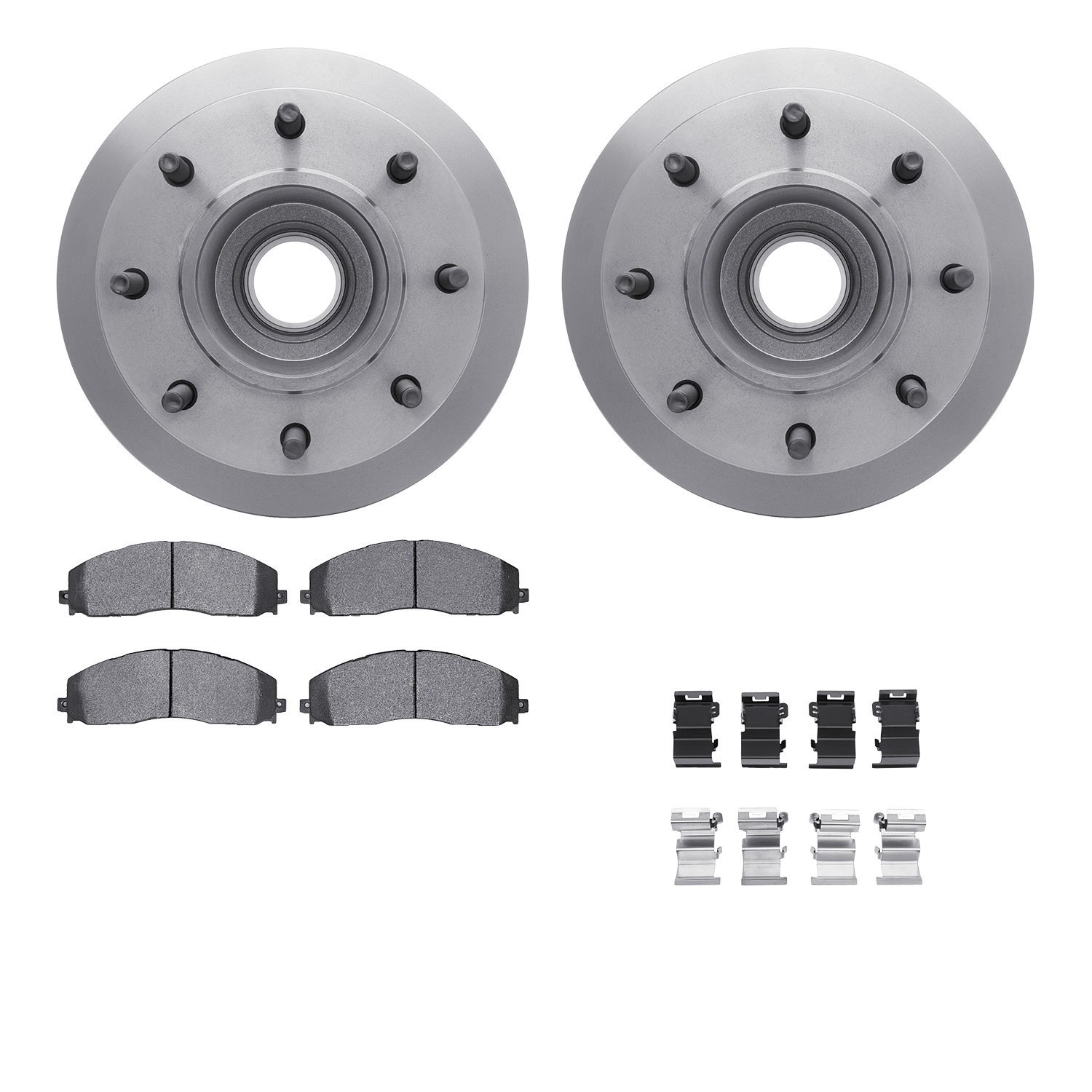 6212-99711 Brake Rotors w/Heavy-Duty Brake Pads Kit & Hardware, Fits Select Ford/Lincoln/Mercury/Mazda, Position: Front