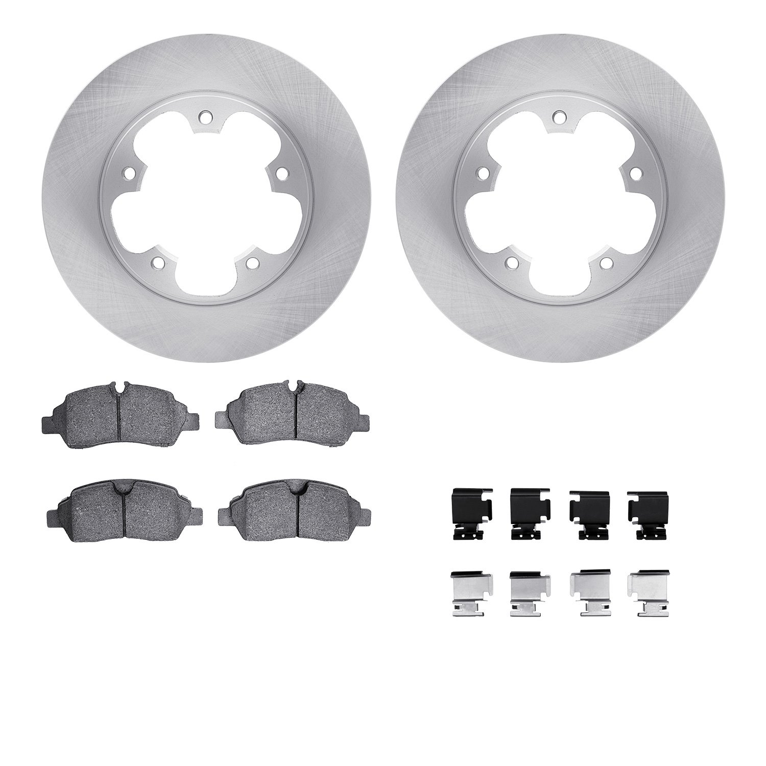 6212-99717 Brake Rotors w/Heavy-Duty Brake Pads Kit & Hardware, 2015-2019 Ford/Lincoln/Mercury/Mazda, Position: Rear
