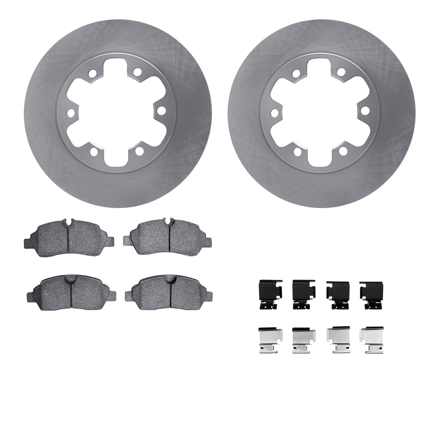 6212-99720 Brake Rotors w/Heavy-Duty Brake Pads Kit & Hardware, 2015-2019 Ford/Lincoln/Mercury/Mazda, Position: Rear
