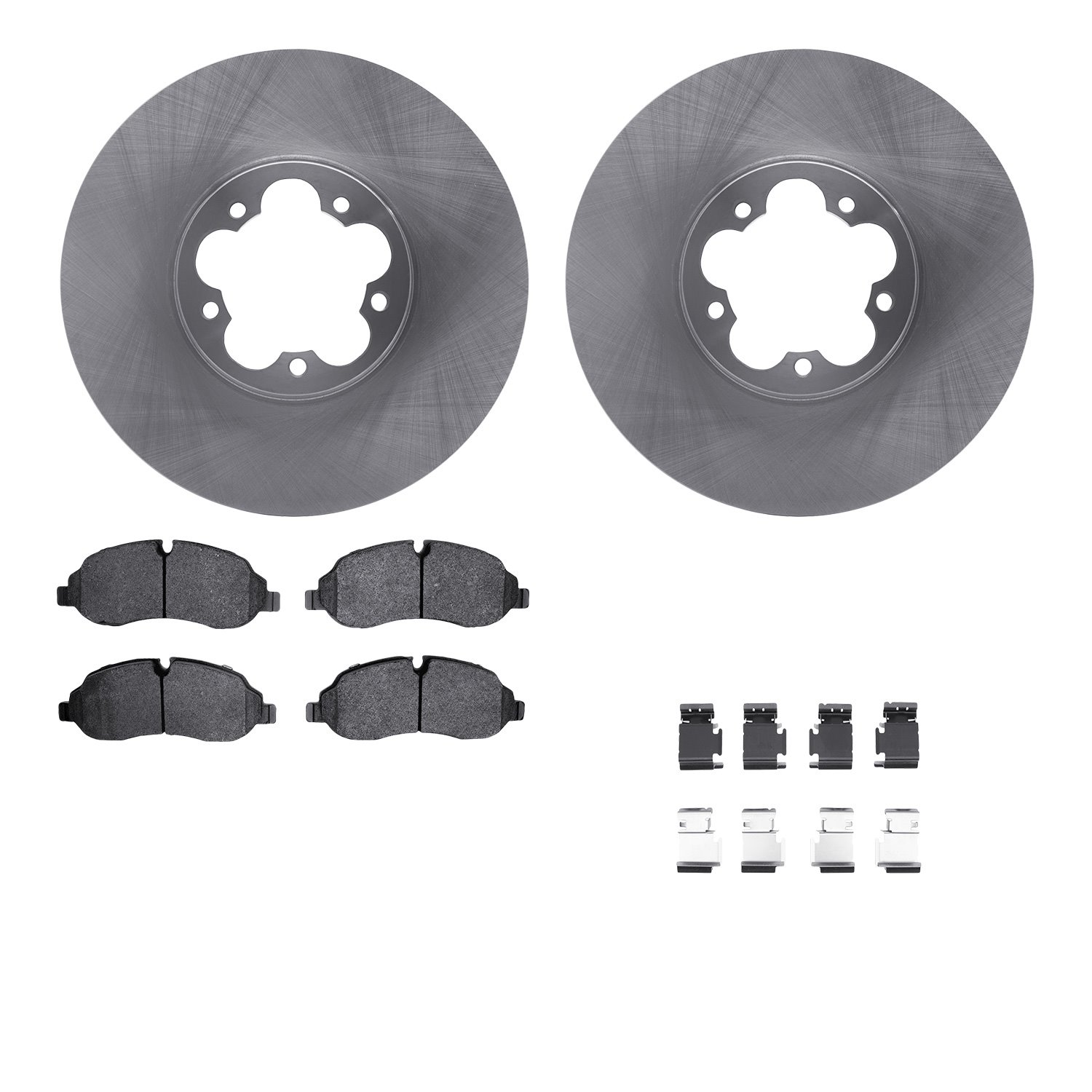 6212-99723 Brake Rotors w/Heavy-Duty Brake Pads Kit & Hardware, Fits Select Ford/Lincoln/Mercury/Mazda, Position: Front