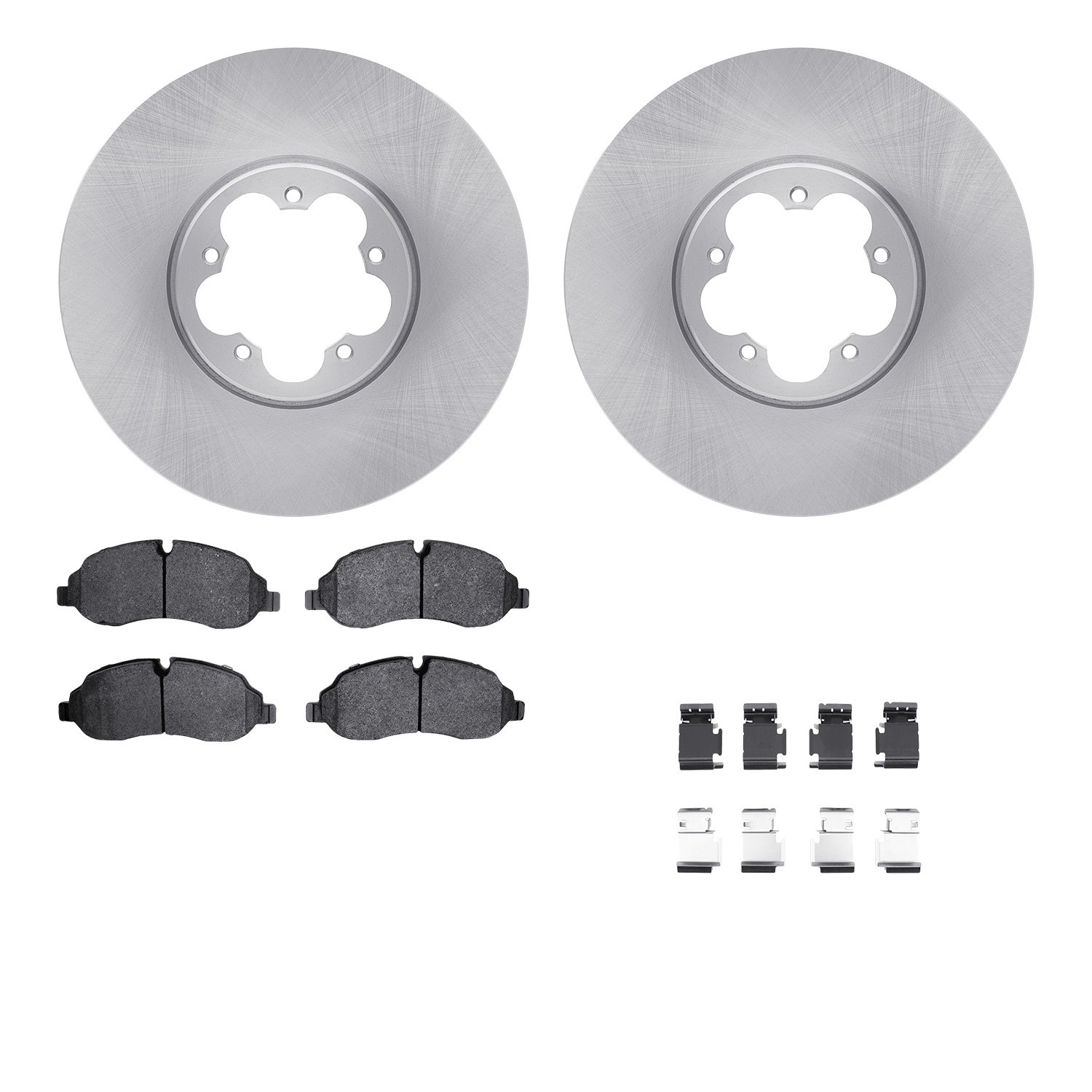 6212-99732 Brake Rotors w/Heavy-Duty Brake Pads Kit & Hardware, 2015-2019 Ford/Lincoln/Mercury/Mazda, Position: Front