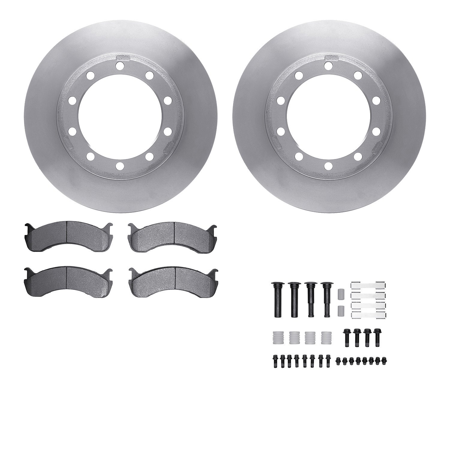 6212-99765 Brake Rotors w/Heavy-Duty Brake Pads Kit & Hardware, Fits Select Ford/Lincoln/Mercury/Mazda, Position: Rear