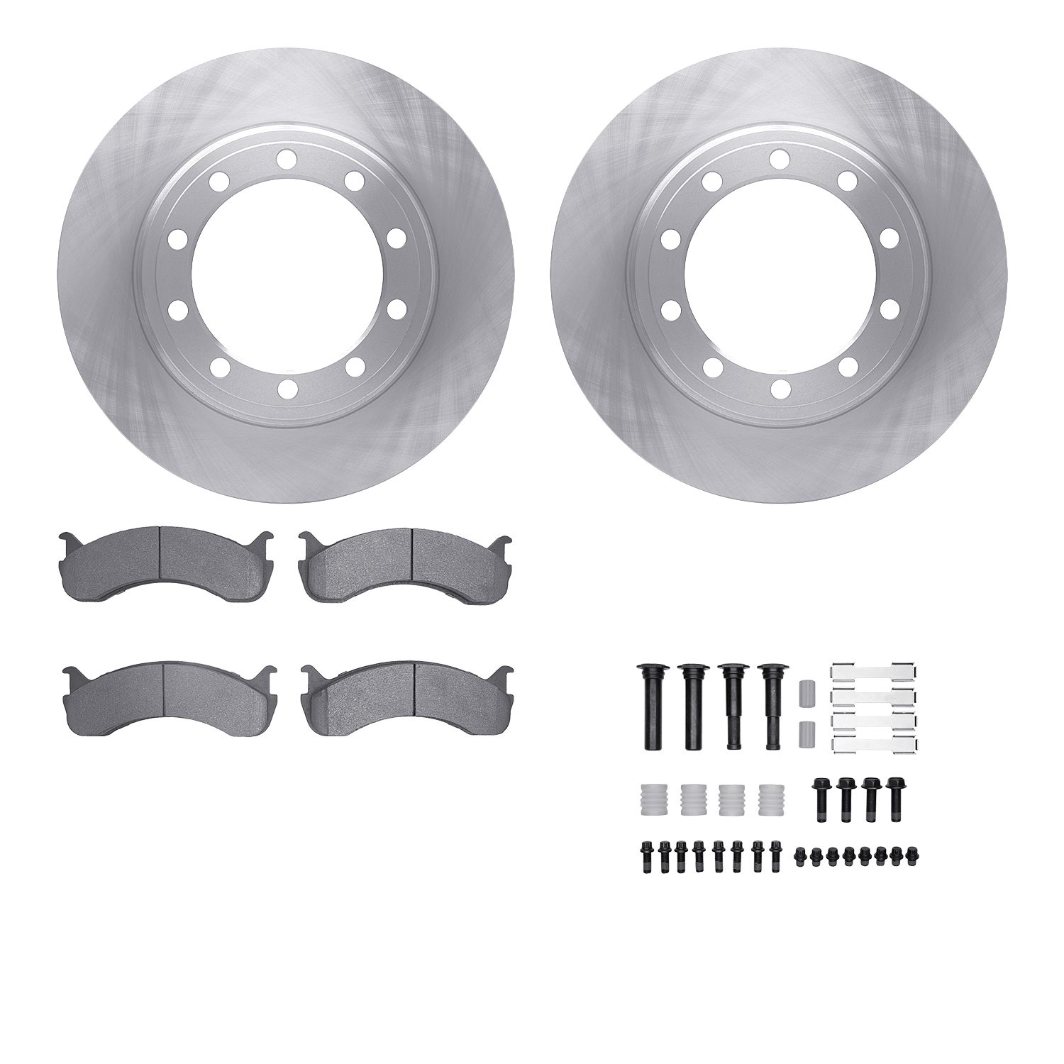 6212-99768 Brake Rotors w/Heavy-Duty Brake Pads Kit & Hardware, 2007-2019 Multiple Makes/Models, Position: Front, Rear