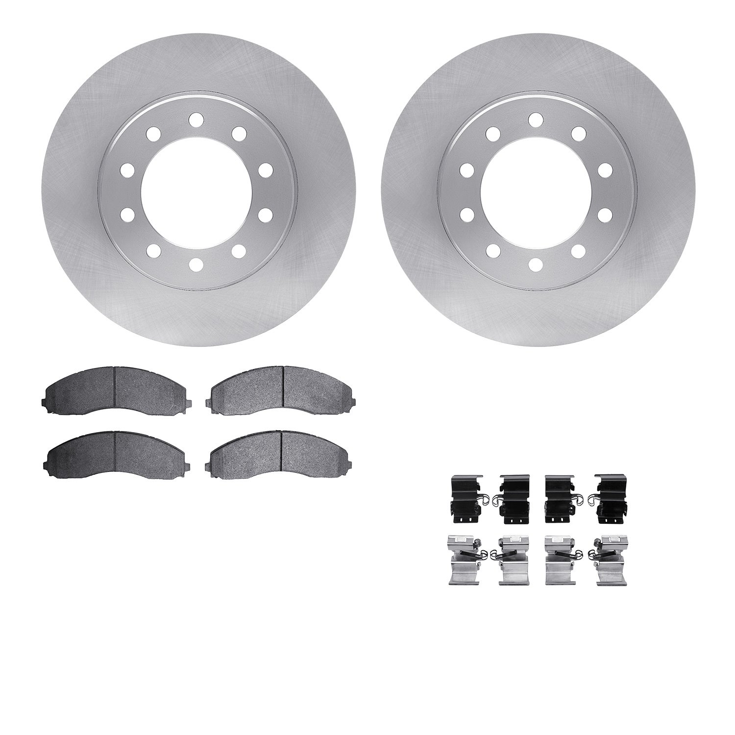6212-99789 Brake Rotors w/Heavy-Duty Brake Pads Kit & Hardware, Fits Select Ford/Lincoln/Mercury/Mazda, Position: Front
