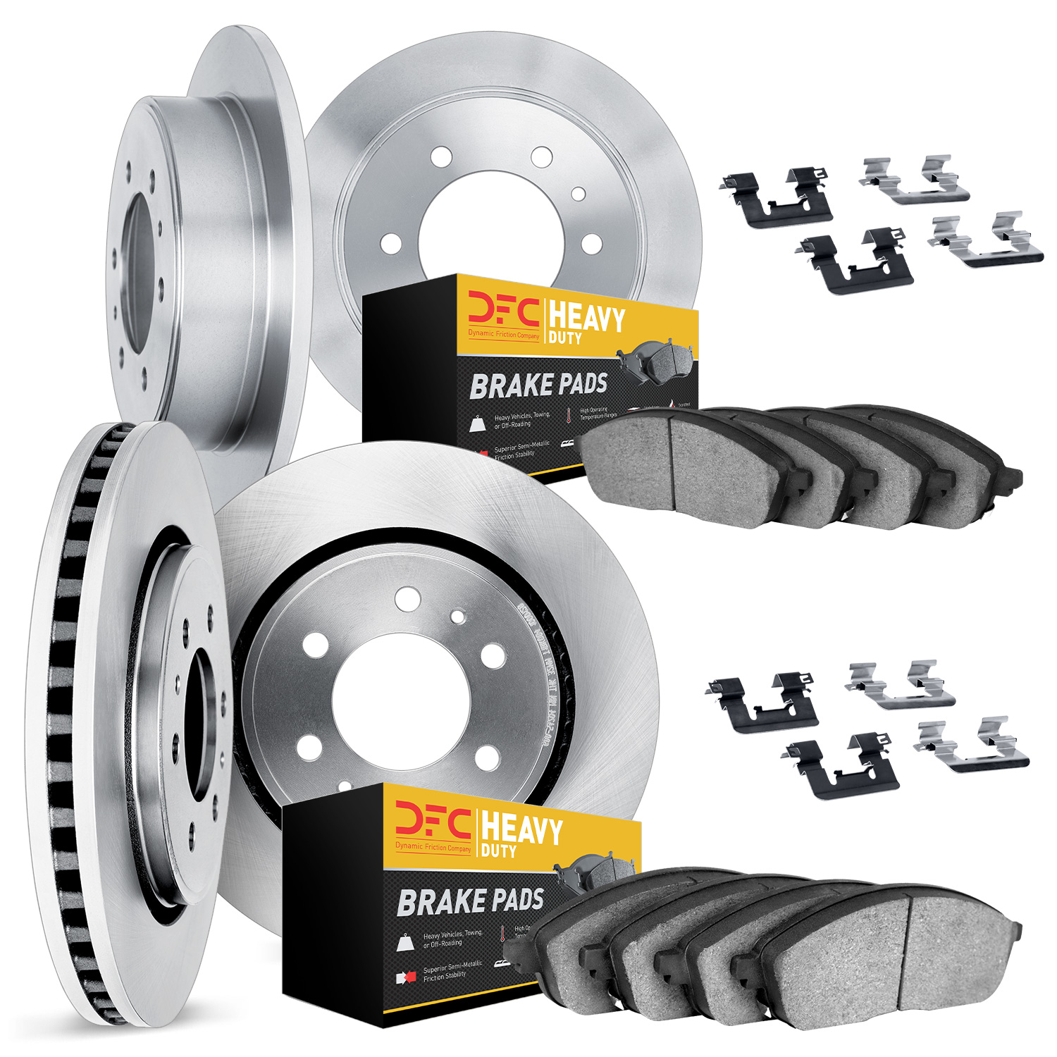 6214-40024 Brake Rotors w/Heavy-Duty Brake Pads Kit & Hardware, 2007-2017 Multiple Makes/Models, Position: Front and Rear