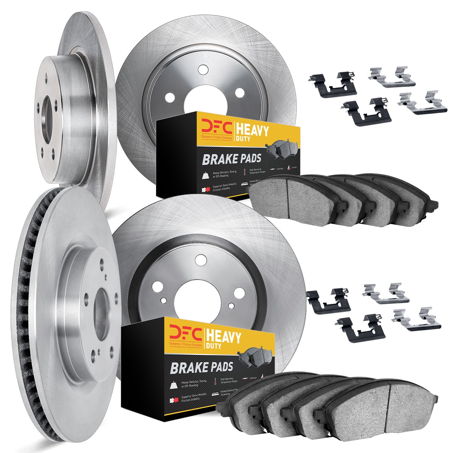 6214-54008 Brake Rotors w/Heavy-Duty Brake Pads Kit & Hardware, 1995-2002 Ford/Lincoln/Mercury/Mazda, Position: Front and Rear
