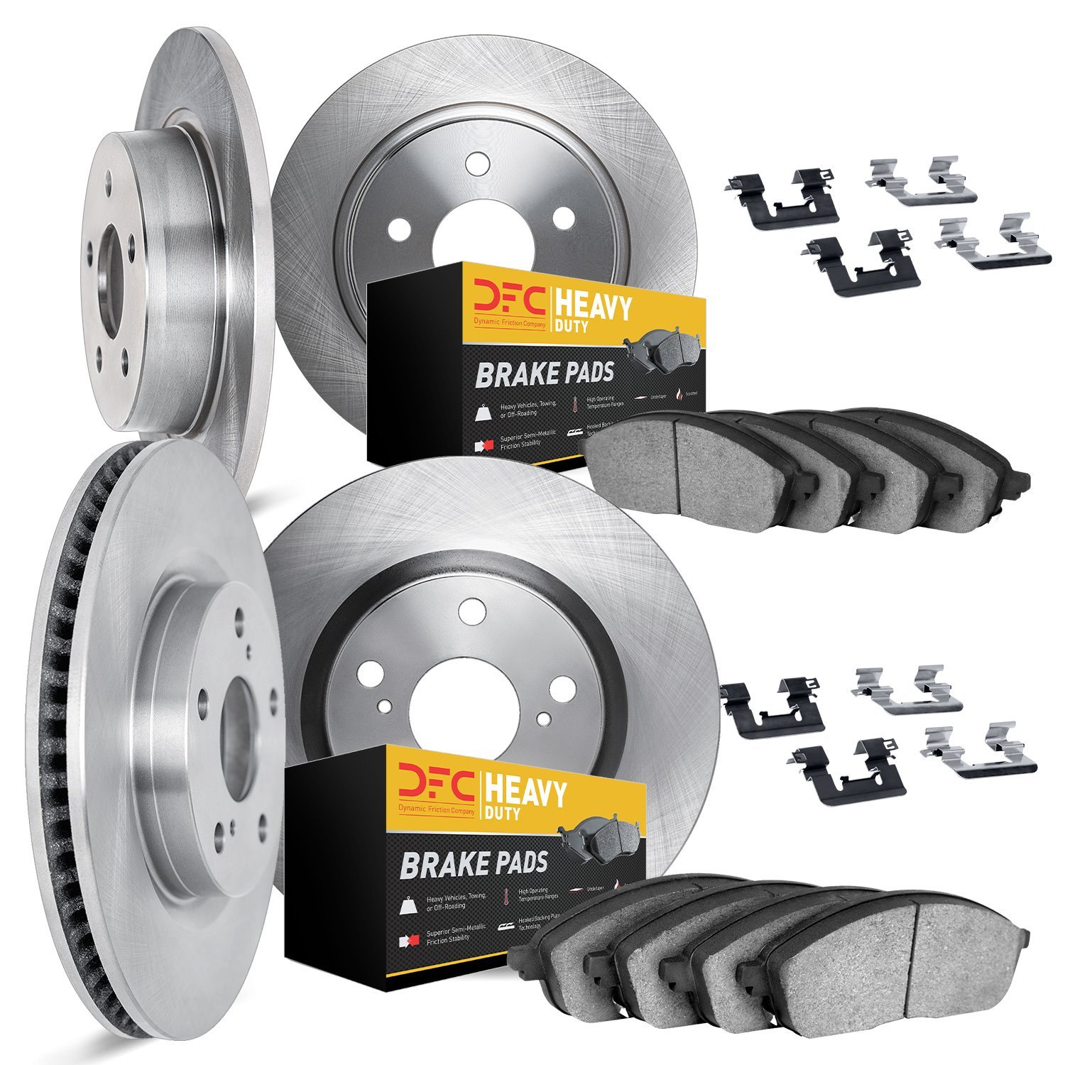 6214-54009 Brake Rotors w/Heavy-Duty Brake Pads Kit & Hardware, 1995-2001 Ford/Lincoln/Mercury/Mazda, Position: Front and Rear