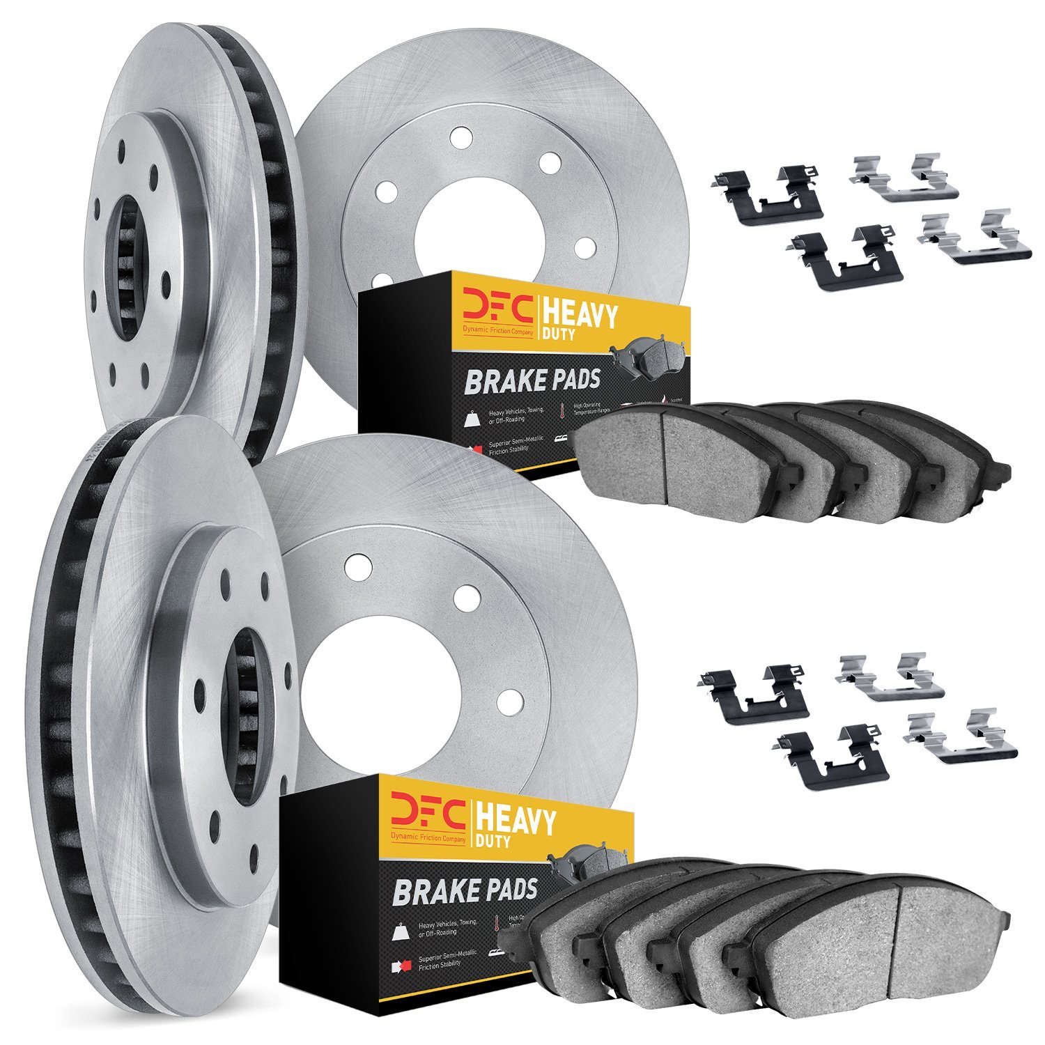 6214-54027 Brake Rotors w/Heavy-Duty Brake Pads Kit & Hardware, 2012-2014 Ford/Lincoln/Mercury/Mazda, Position: Front and Rear