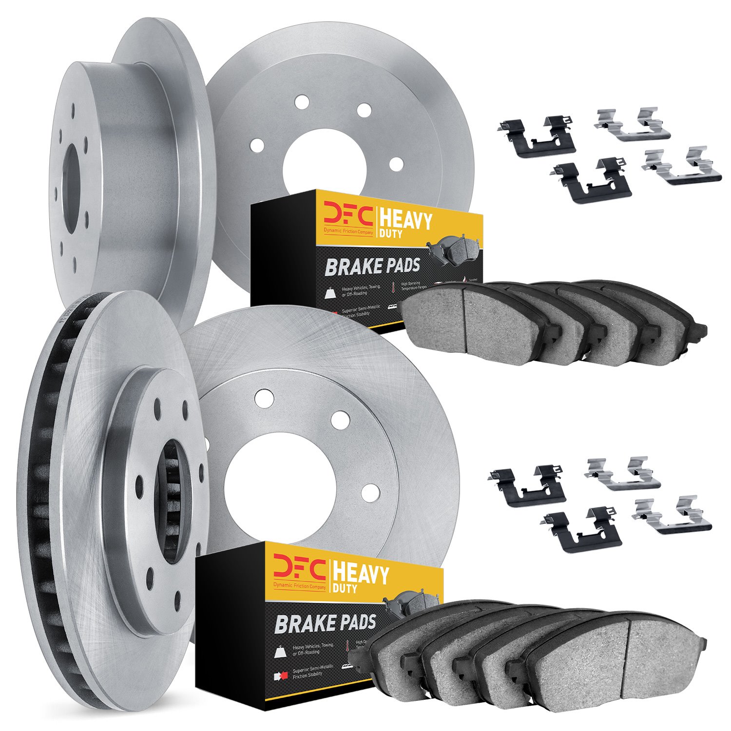 6214-99114 Brake Rotors w/Heavy-Duty Brake Pads Kit & Hardware, 1997-2004 Ford/Lincoln/Mercury/Mazda, Position: Front and Rear