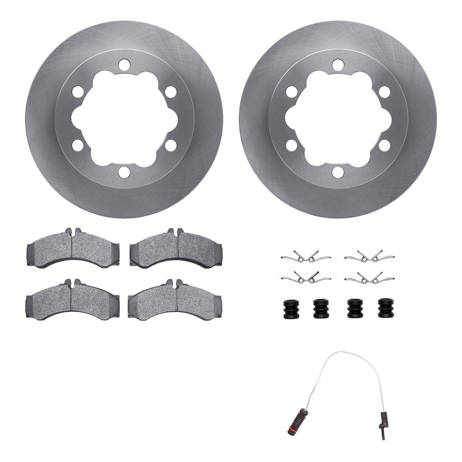 6222-40010 Brake Rotors w/Heavy-Duty Brake Pads/Sensor & Hardware Kit, 2006-2006 Mopar, Position: Rear