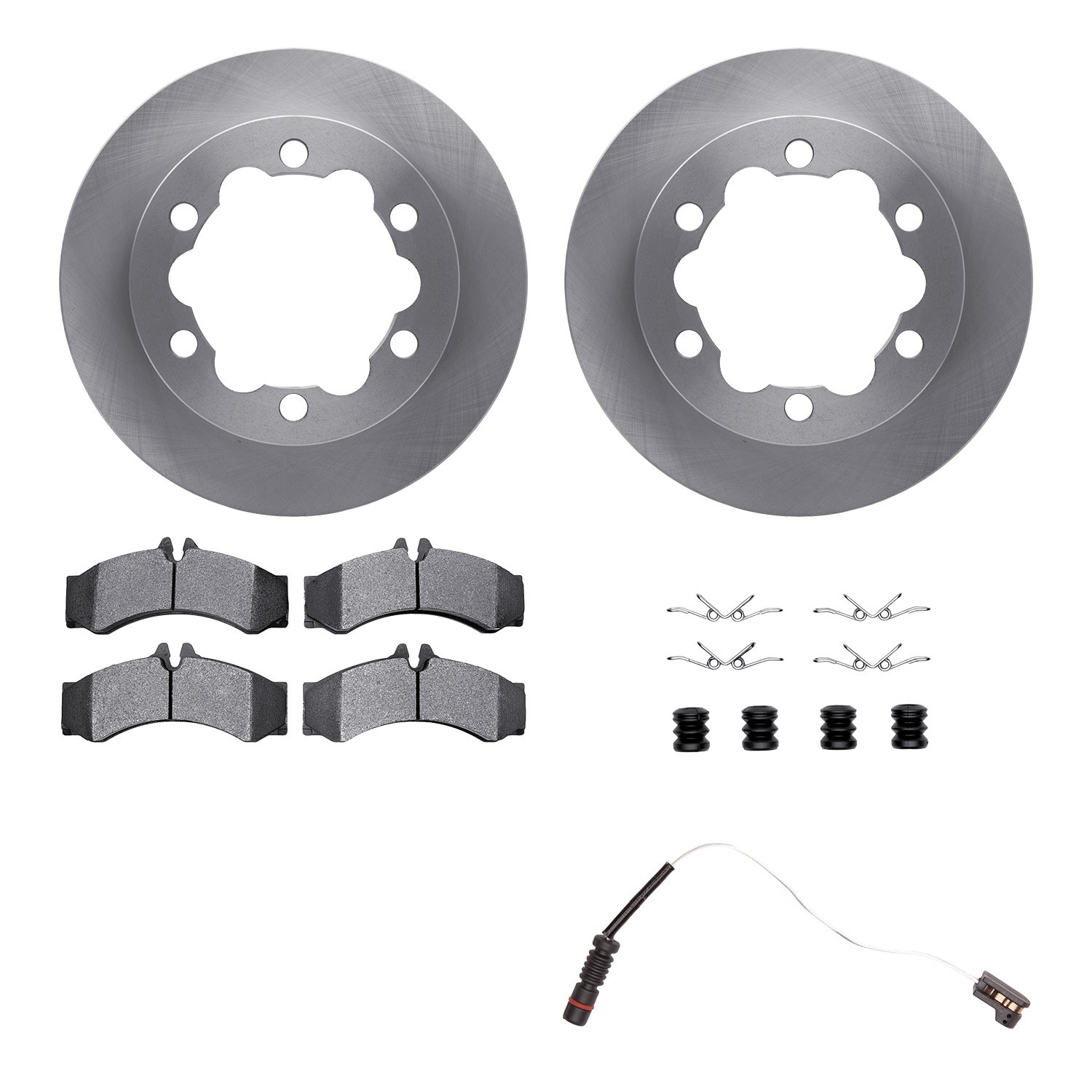 6222-40011 Brake Rotors w/Heavy-Duty Brake Pads/Sensor & Hardware Kit, 2006-2006 Mopar, Position: Rear