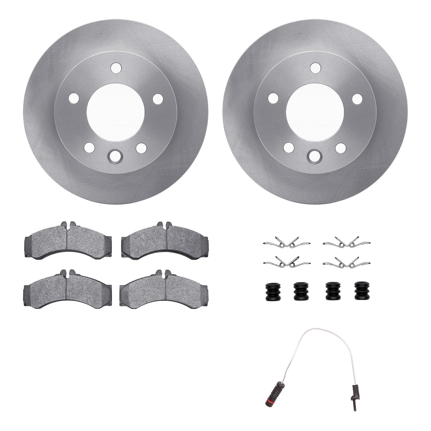 6222-40023 Brake Rotors w/Heavy-Duty Brake Pads/Sensor & Hardware Kit, 2003-2006 Mopar, Position: Front