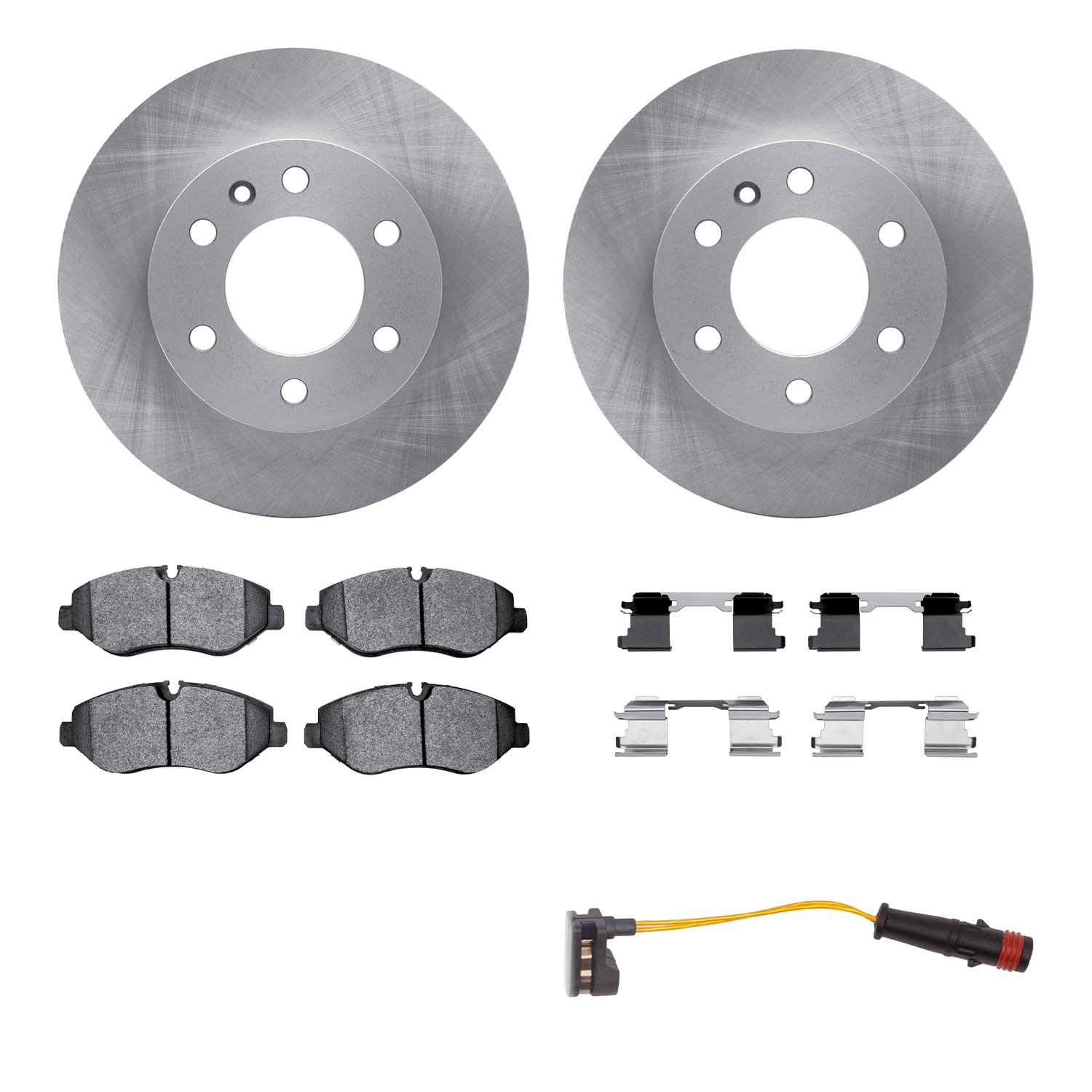 6222-40033 Brake Rotors w/Heavy-Duty Brake Pads/Sensor & Hardware Kit, 2007-2018 Multiple Makes/Models, Position: Front