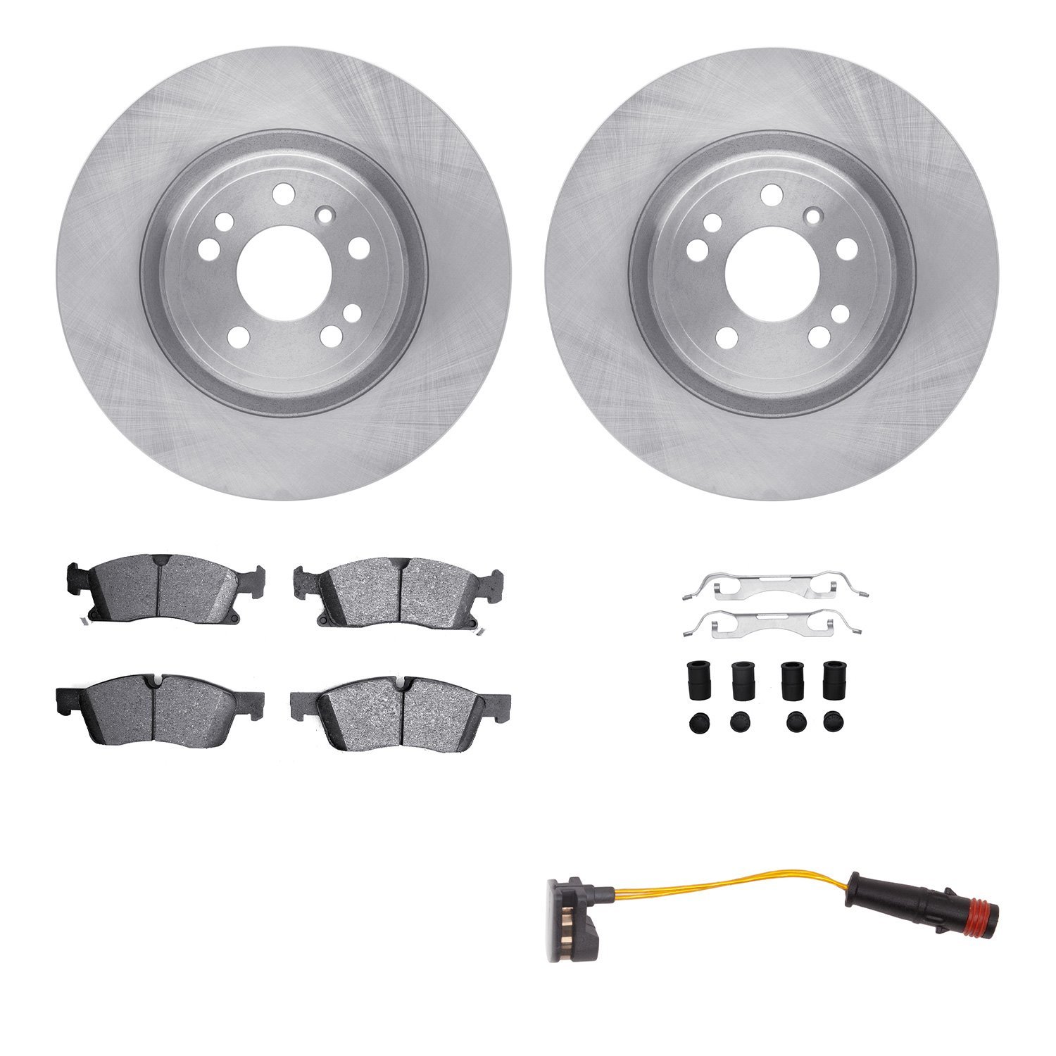 6222-63001 Brake Rotors w/Heavy-Duty Brake Pads/Sensor & Hardware Kit, 2012-2018 Mercedes-Benz, Position: Front